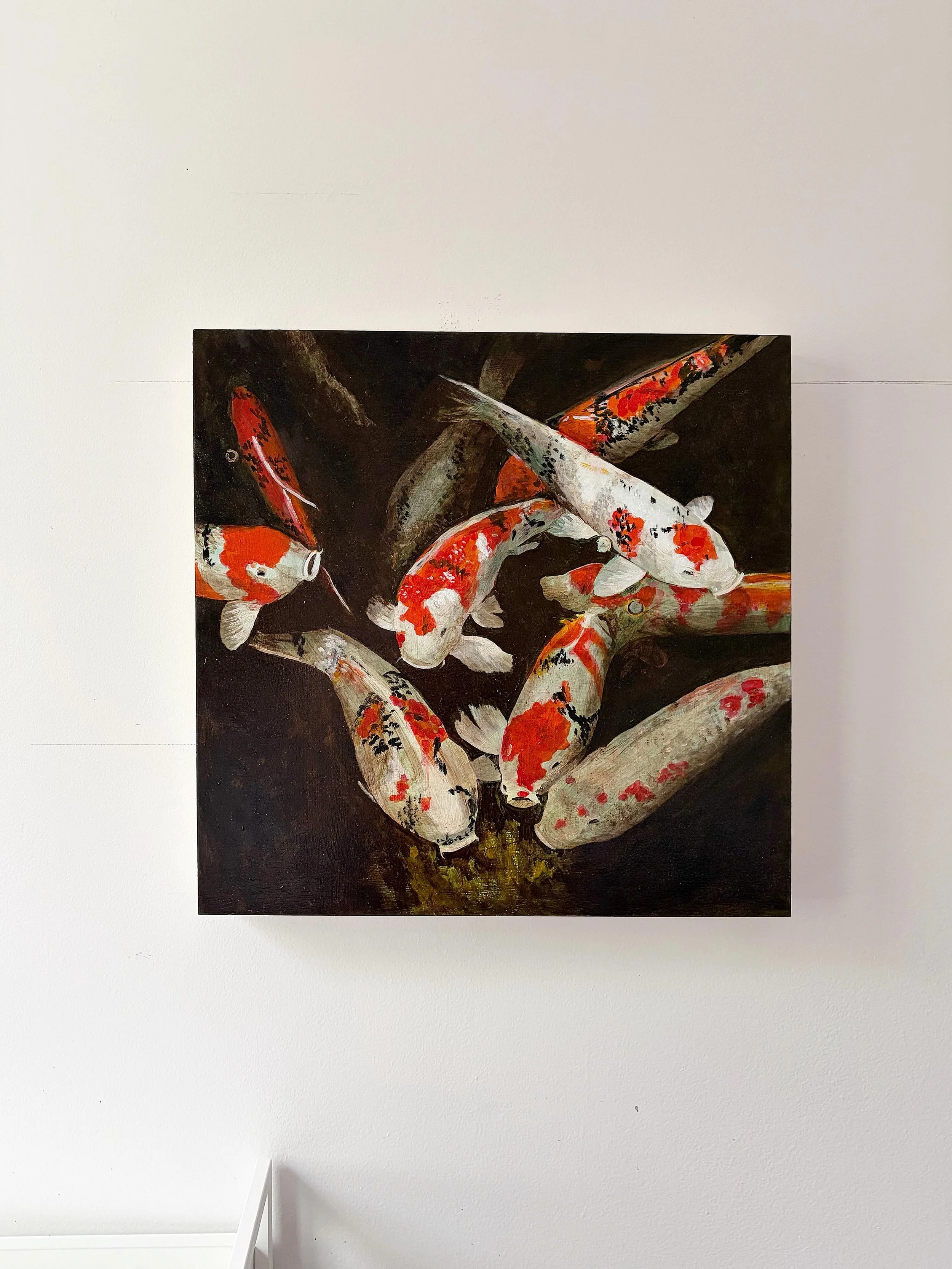 Koi 
Acrylic on cradled panel 
18&rdquo; x 18&rdquo;