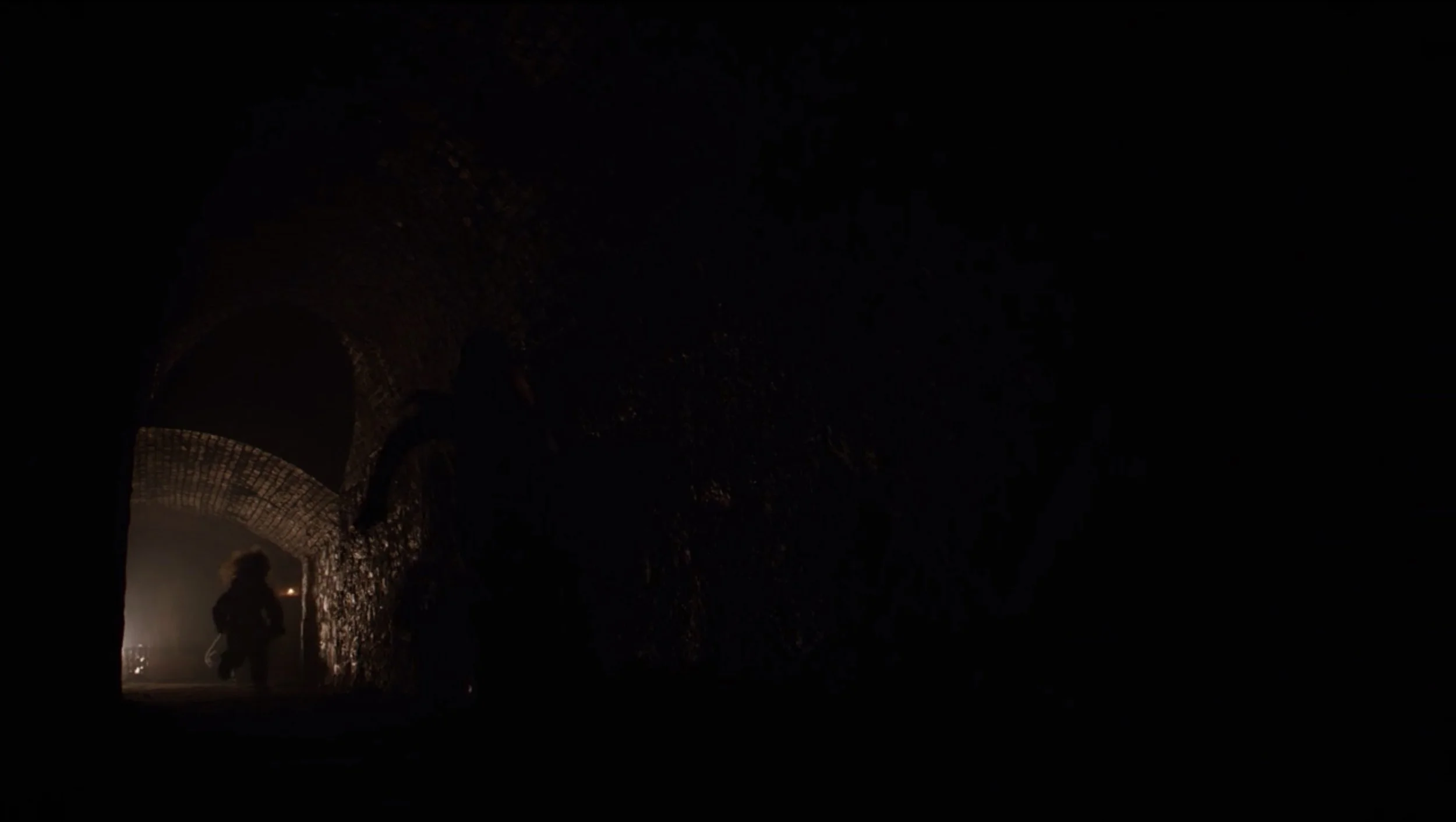 The image is flipped near the end of the battle, and we see a child, along with others, fleeing the darkness that has now invaded the crypts. The blackness is just as ominous here, but now represents the horrors that share the characters’ space rath…