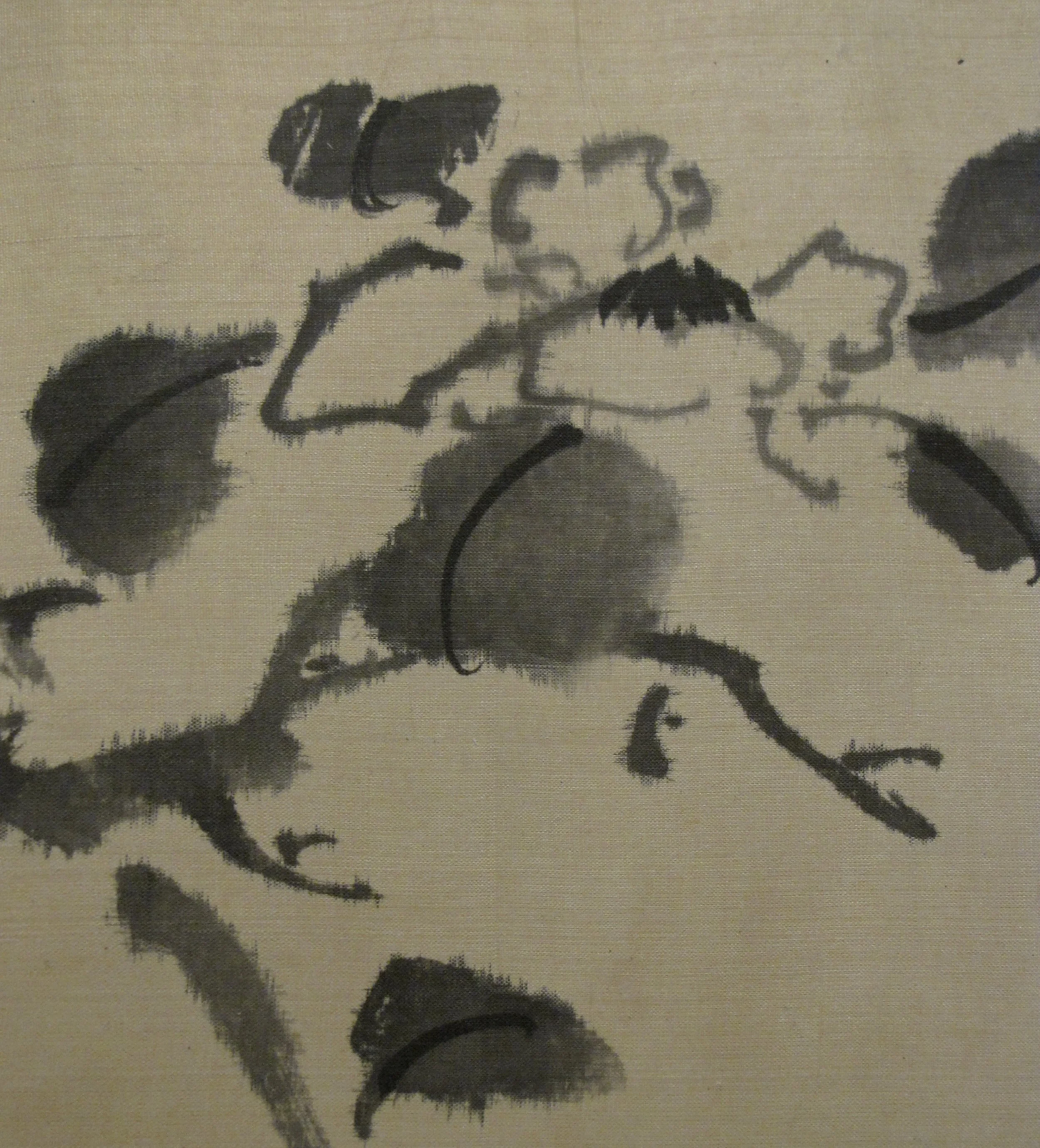Detail of Flowers in Ink Monochrome by Sun Zhaojing. Capital Museum, Beijing. Photo by Renée DeVoe Mertz.
