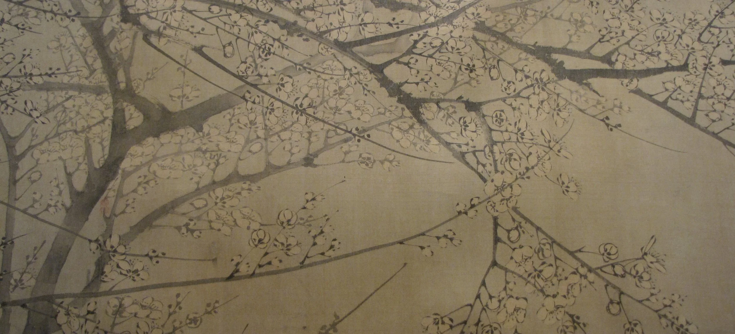 Detail of Plum Blossom in Ink Monochrome, Anonymous. Capital Museum, Beijing. Photo by Renée DeVoe Mertz.