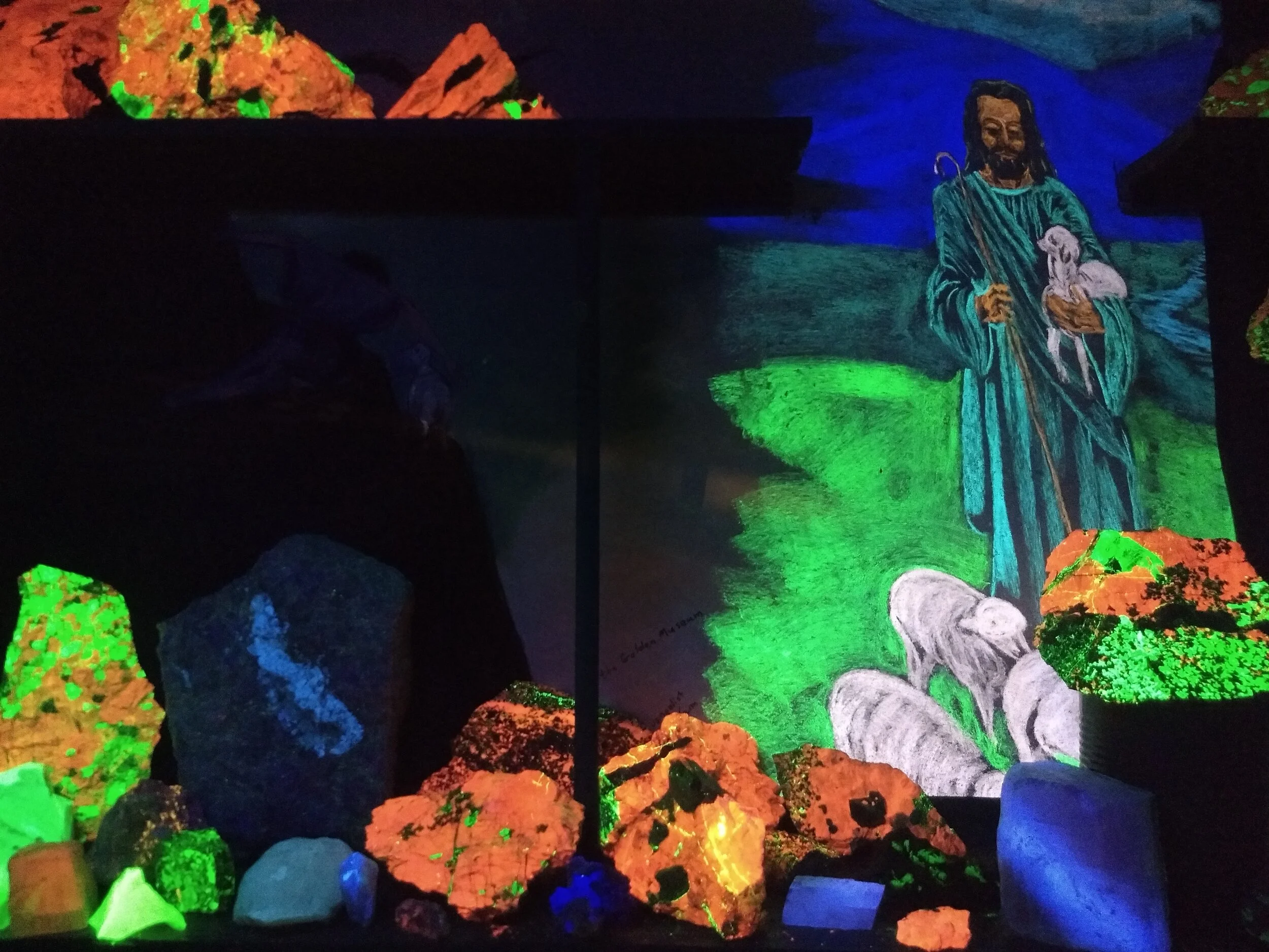 Mineral room under black light.Golden Pioneer Museum, Golden, MO. Photo by Renée DeVoe Mertz.