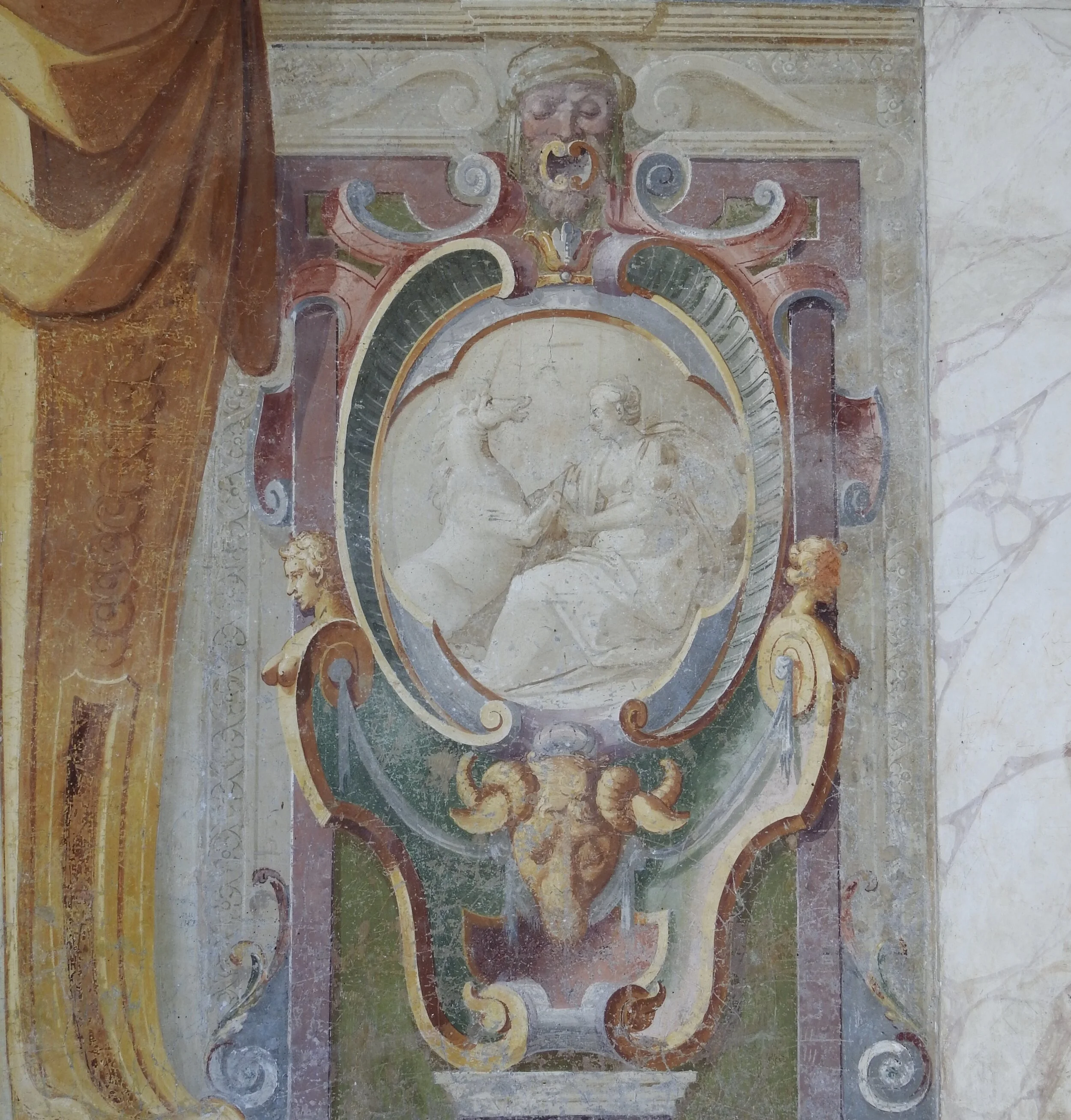Detail of frescoes inside the loggia of Villa Lante’s Palazzina Gambara. Bagnaia, Viterbo, Italy. Photo by Renée DeVoe Mertz.