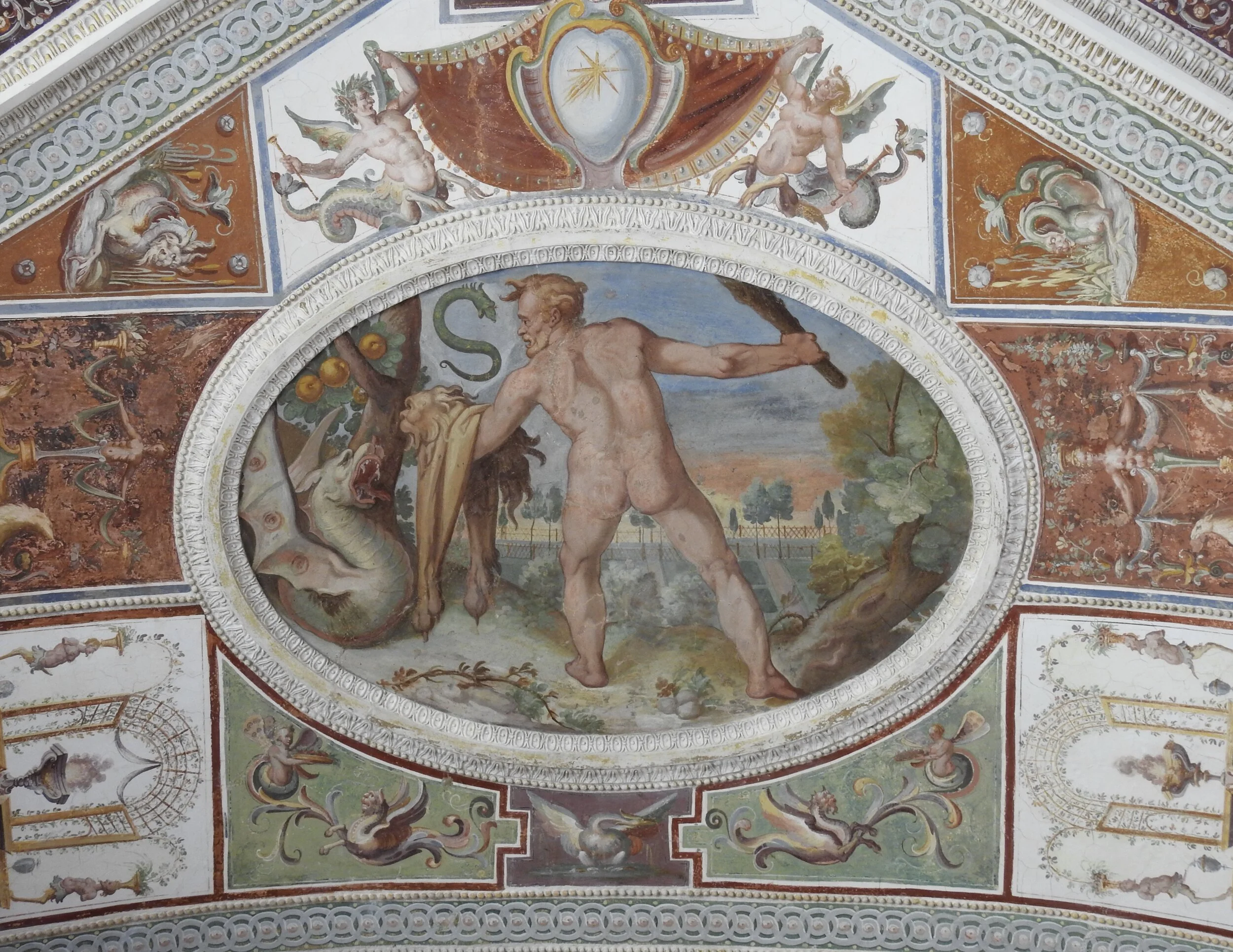 Frescoes on the ceiling of Villa Lante’s Palazzina Gambara. Bagnaia, Viterbo, Italy. Photo by Renée DeVoe Mertz.