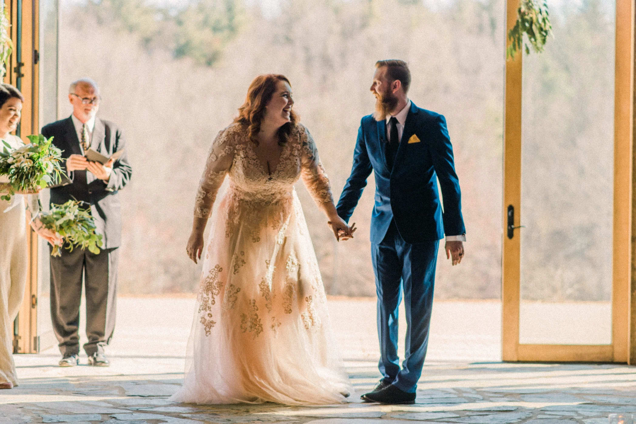 bride and groom exit