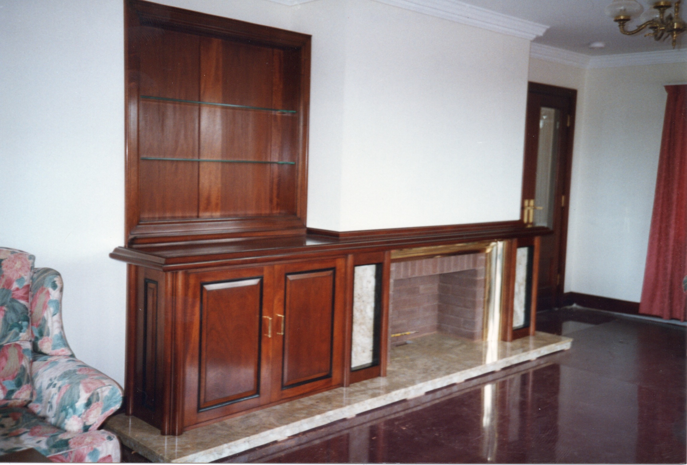 Brazilian Mahogany fire surround/cabinets