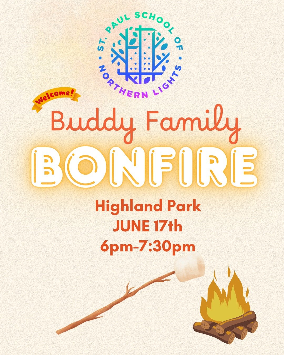 New families can join us tomorrow evening for a bonfire and a chance to meet some Northern Lights families. 

We hope to see you there!