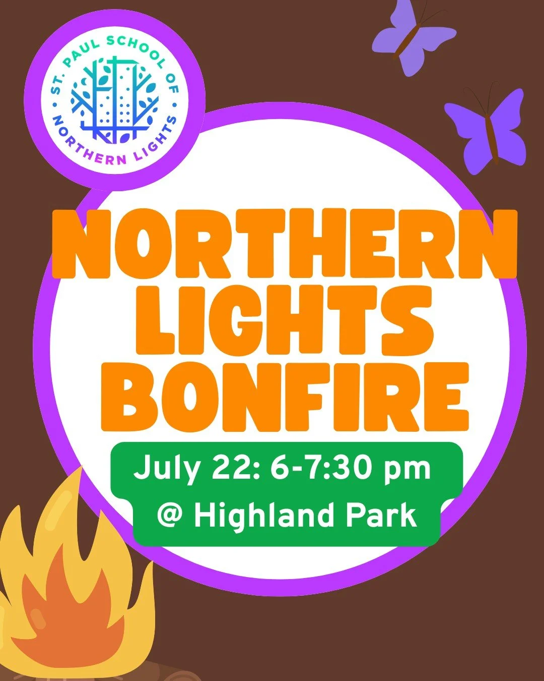 All Northern Lights Families Welcome! 

Highland Park 
1270 Montreal Ave (Park in the lot at Circus Juventas on Montreal and walk East up the little hill)
 6-7:30 pm

Bring a picnic dinner, and we'll have the popsicles and bonfire!