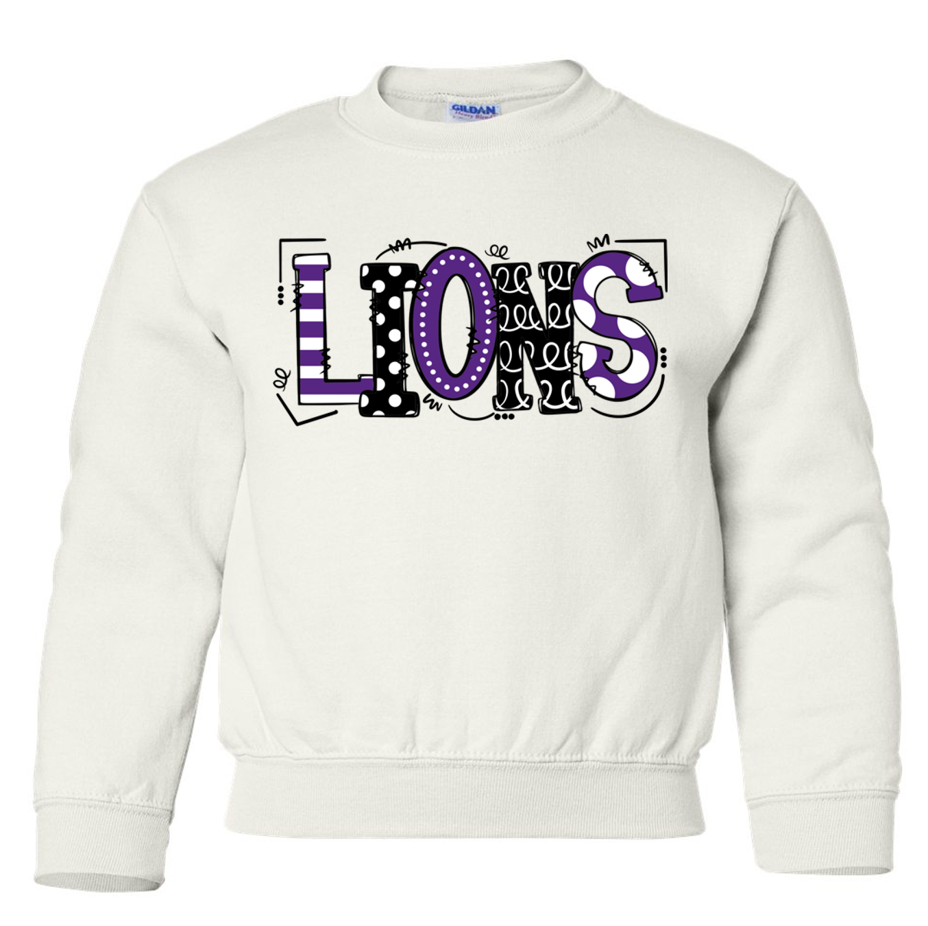 Trinity Lions Doodle Youth Crewneck Sweatshirt Apparel — Trinity ...