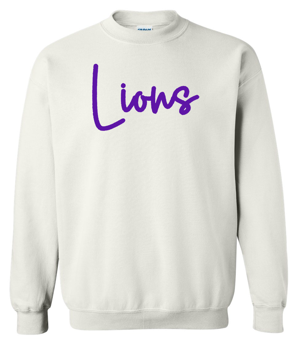 Trinity Puff Lions Youth Crewneck (White).png