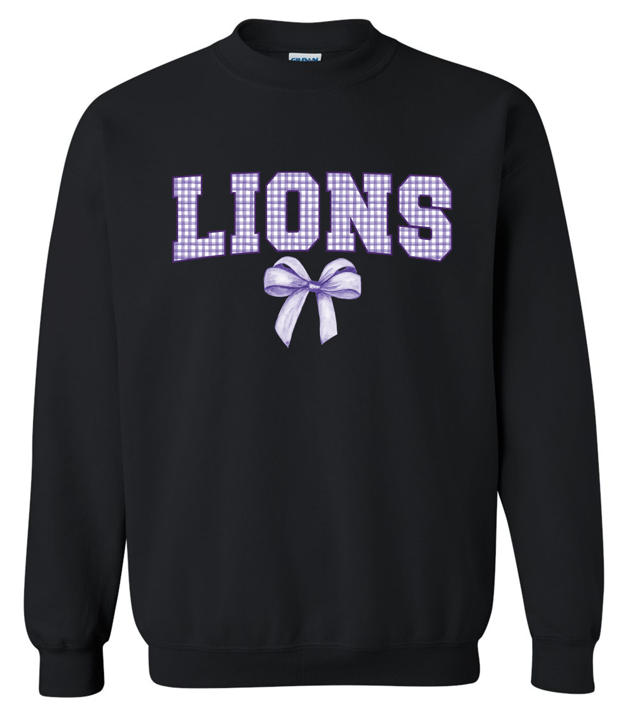 Trinity Lions Plaid and Bow Crewneck (Black).png