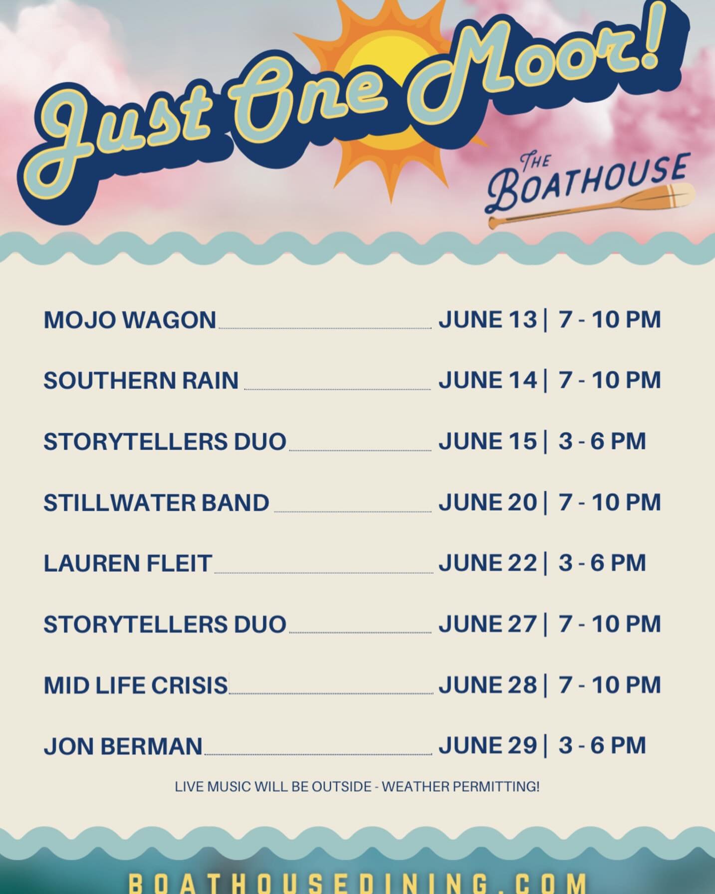 ☀️ 🎶 Join us this month for some great tunes and cold drinks! 🎶 ☀️