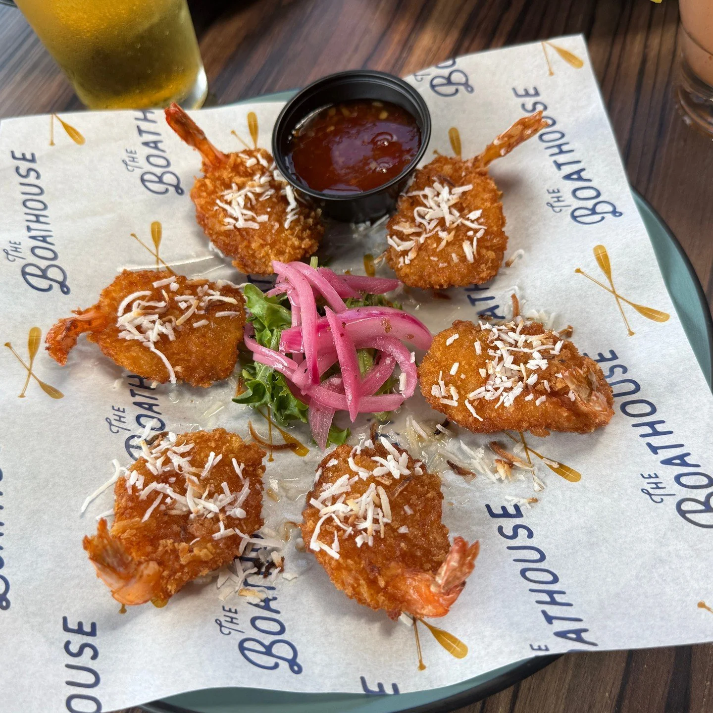 Crispy, sweet, and a little spicy 🍤✨ Coconut fried shrimp with coconut glaze and sweet chili😍