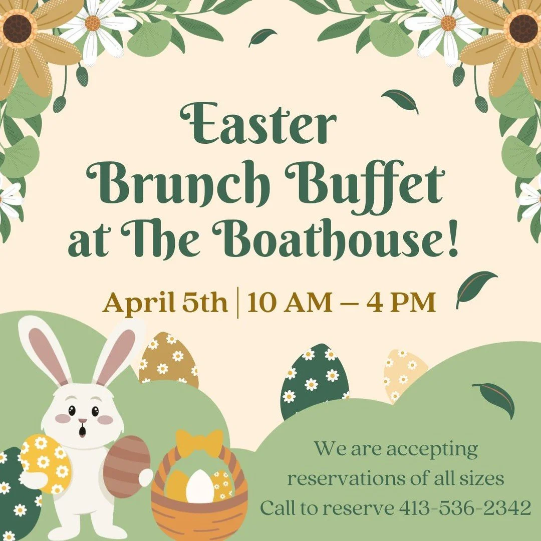 🐰Easter Brunch Buffet + Bunny Visit = Reserve now!

Join us at The Boathouse for a festive Easter celebration by the water! 🌸
Enjoy our Easter Brunch Buffet featuring favorites like a carving station, warm apple crisp, and more!

🐰PLUS! The Easter