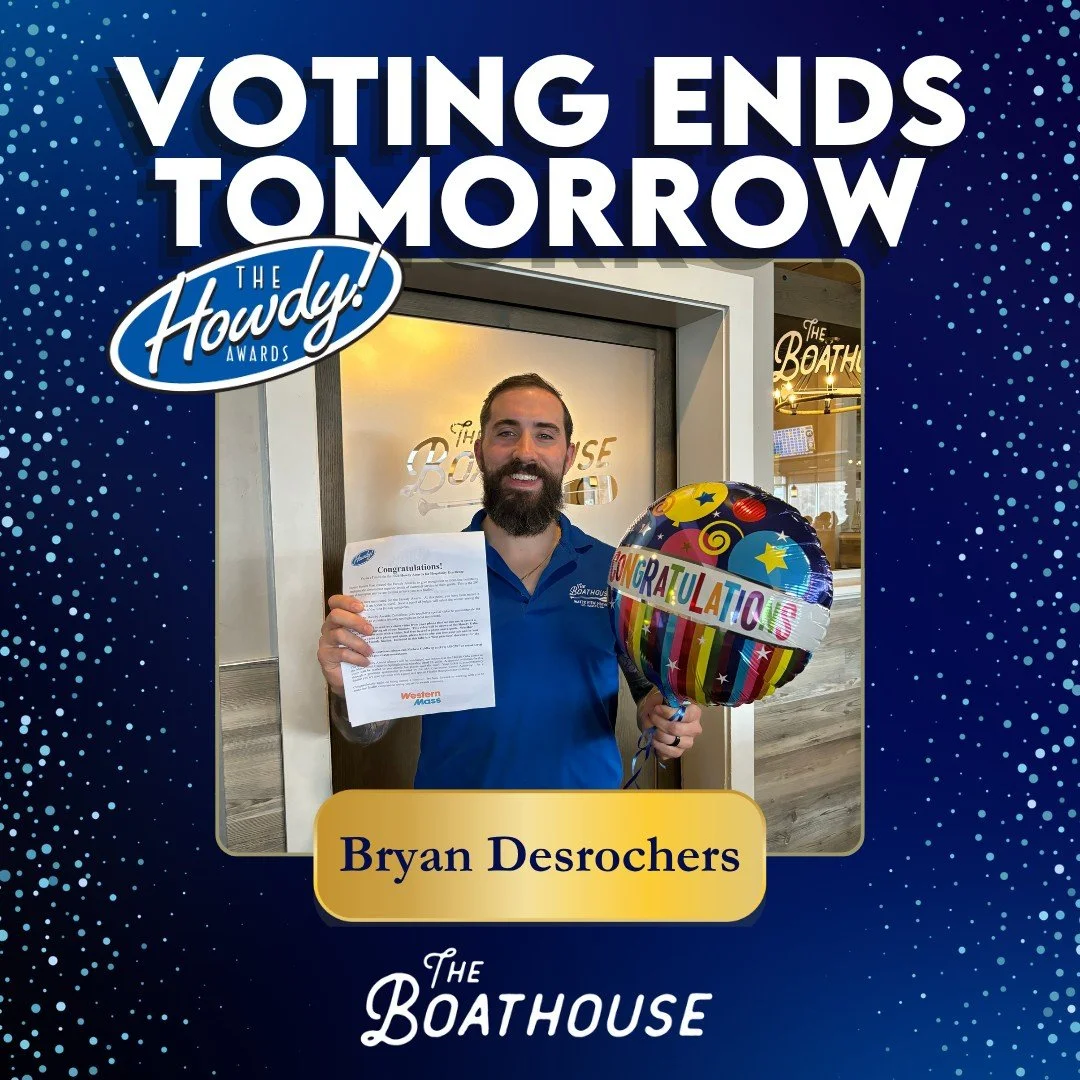 Voting Ends Tomorrow ⏳
The Boathouse wouldn&rsquo;t be the same without Bryan 💛
If you&rsquo;ve enjoyed a night with us, you&rsquo;ve experienced it firsthand!
Let&rsquo;s show our support! Vote Bryan for the Howdy Awards! Voting ends April 23rd!
Li