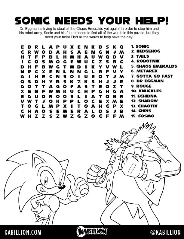 Sonic The Hedgehog Printable Word Search Printable Word Searches Sonic The Hedgehog Printable Word Search Printable Word Searches