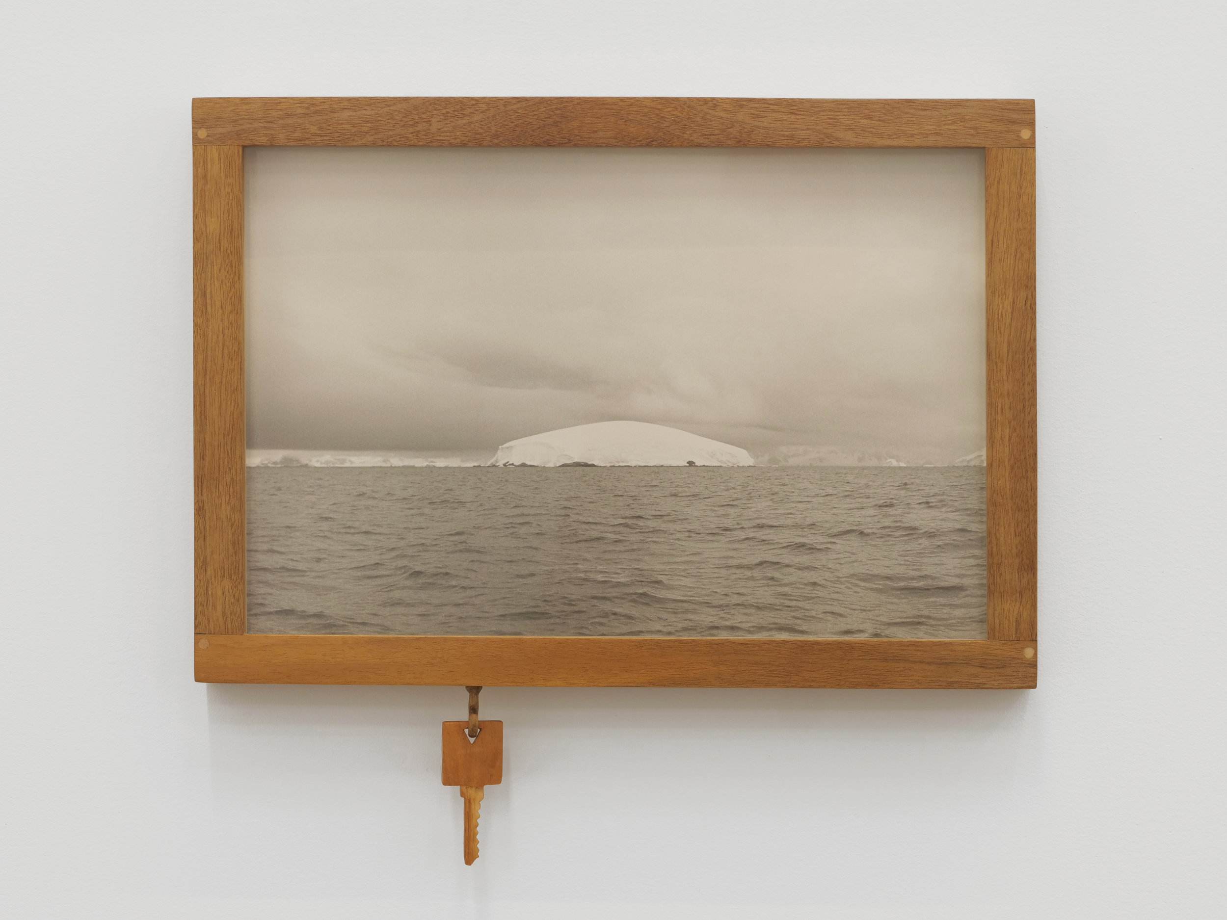  Will Rogan,  Buls Island , 2018, gelatin silver print, wood, 14 x 15 1/4 x 1 1/2 in 