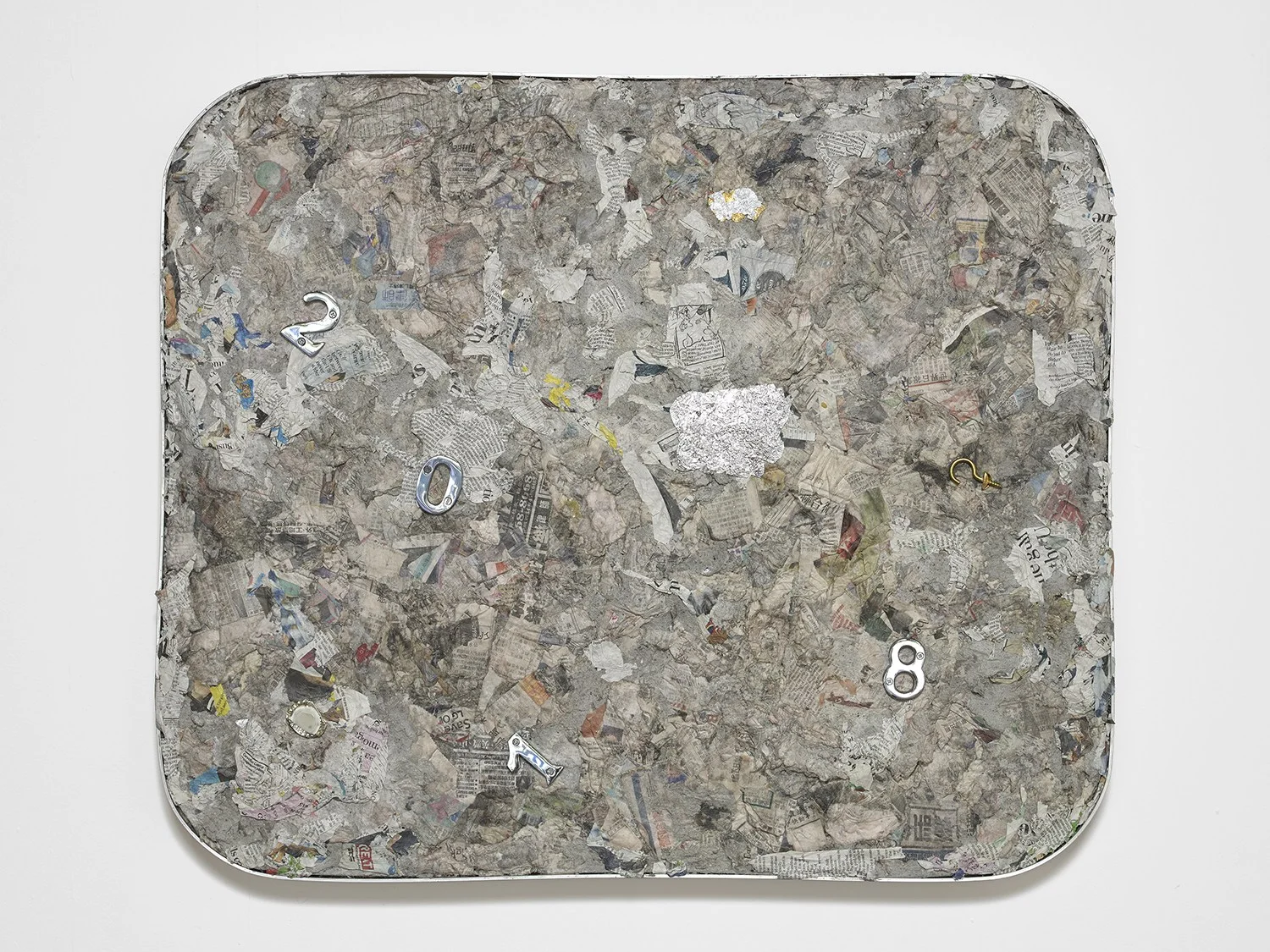 Liz Craft, 2000 Something , 2018, Papier-mache, mixed media, aluminum, wood, 67.3 x 80 x 5 cm / 26.5 x 31.5 x 2 in