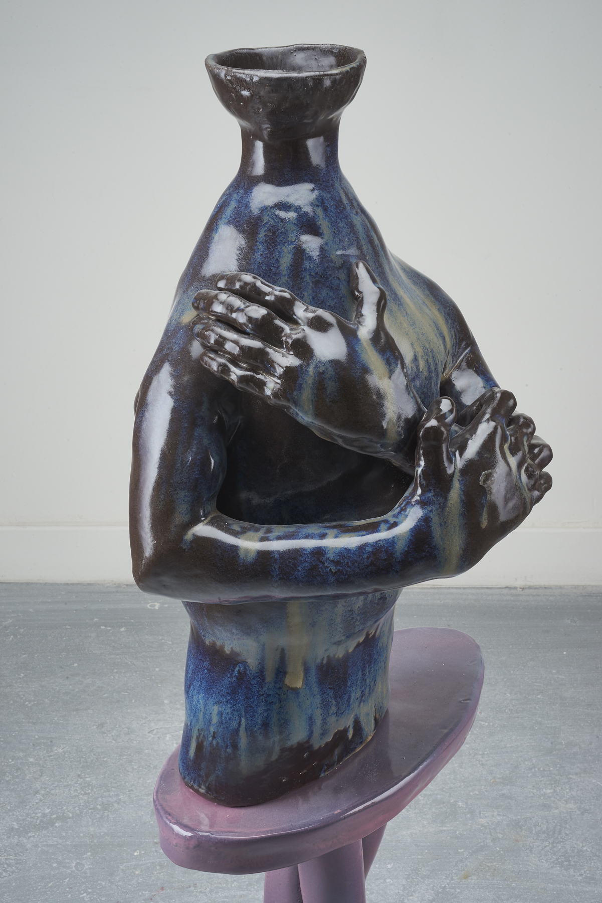  Woody De Othello,  Sometimes spending too much time alone leads to loneliness , 2018, Ceramic, glaze, 44 x 17 x 5 inches 