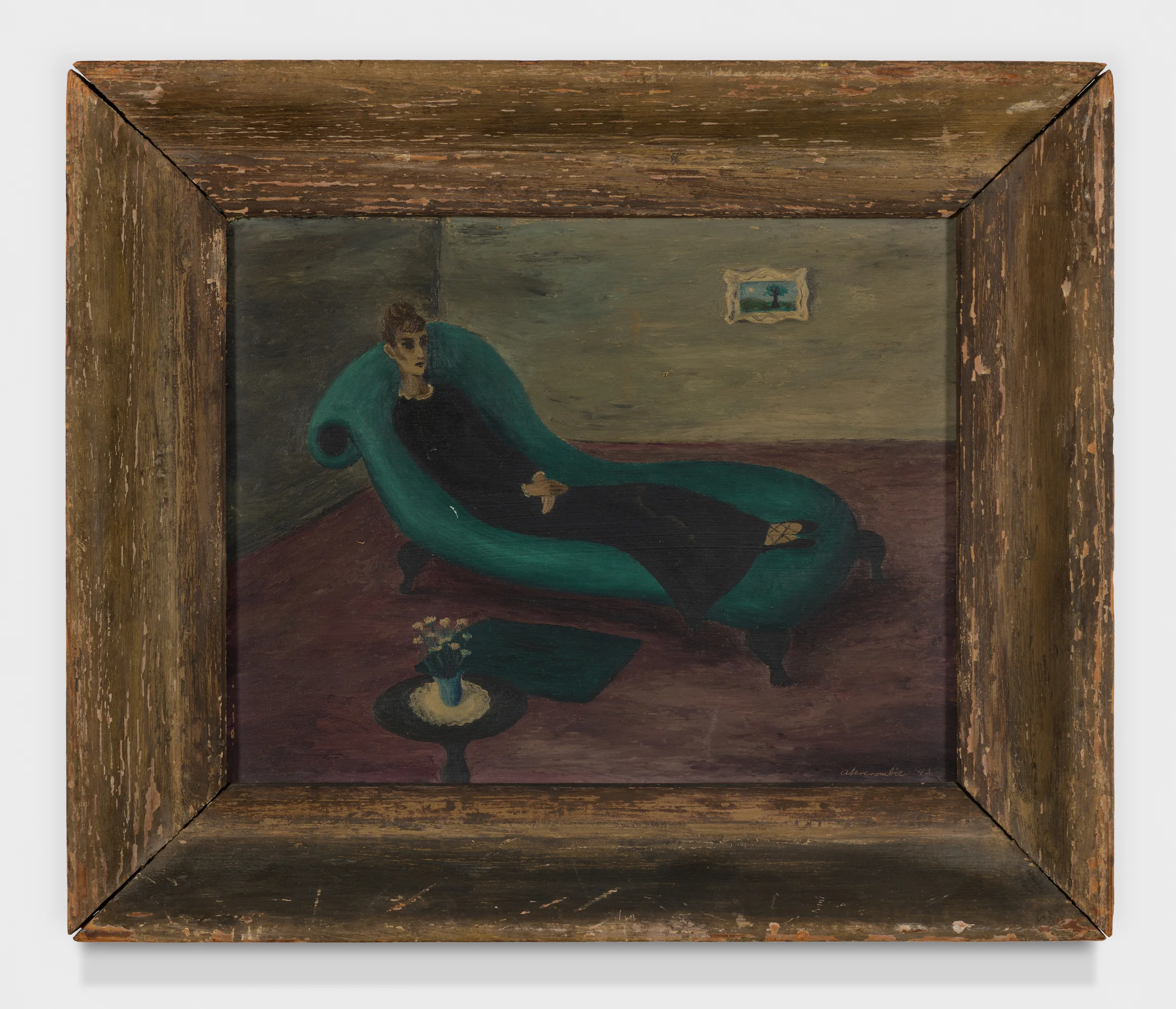Lady on a Couch, 1942, Oil on panel, 8 × 10 inches (unframed); 11 1/2 × 13 1/2 inches (framed). From the collection of the late Emma N. Loeb.