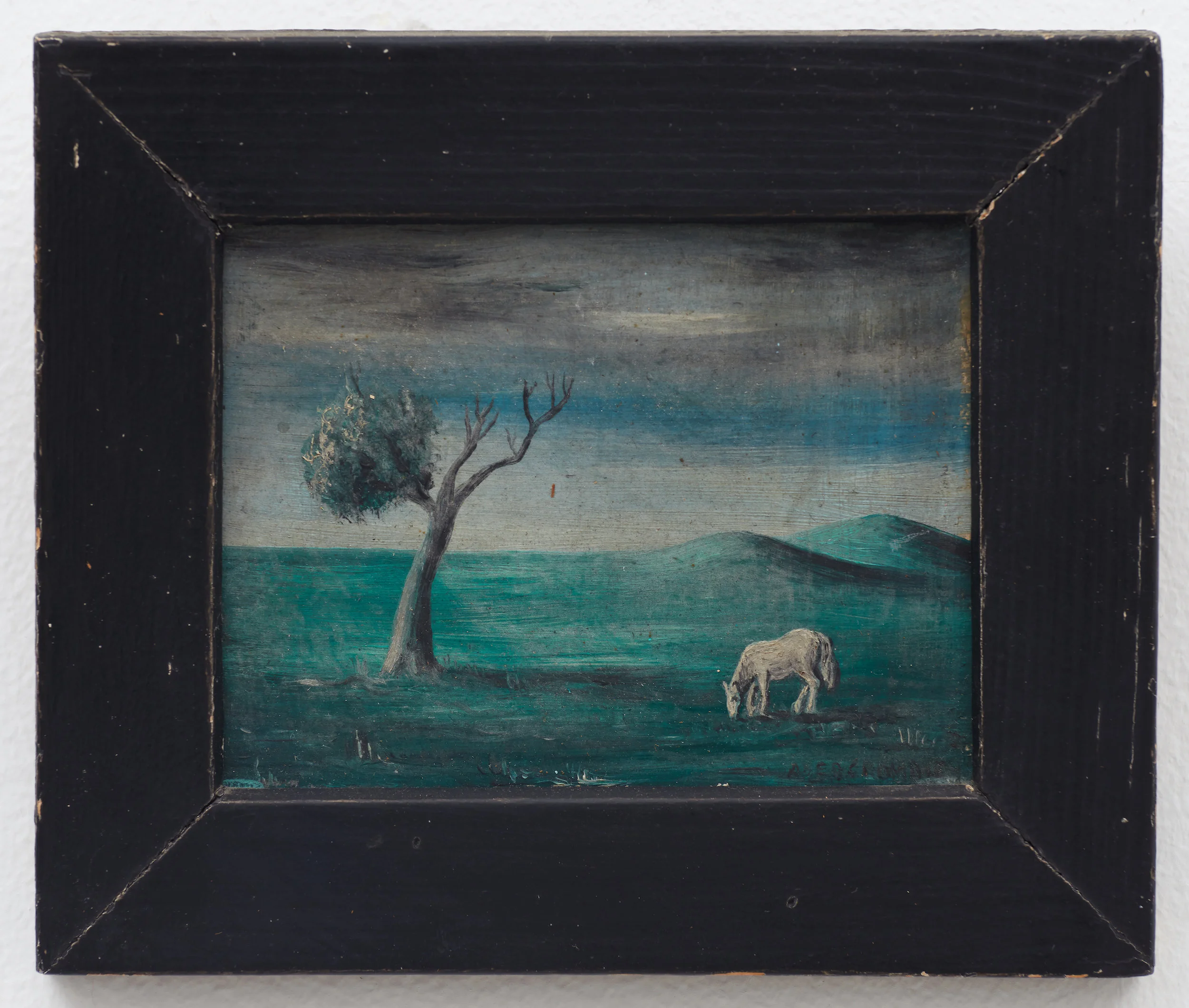 Untitled (Landscape) , n.d., Oil on masonite, 2 7/8 × 3 1/2 inches (unframed); 4 1/2 × 5 inches (framed). Illinois State Museum, Illinois Legacy Collection, Gift of the Gertrude Abercrombie Trust.