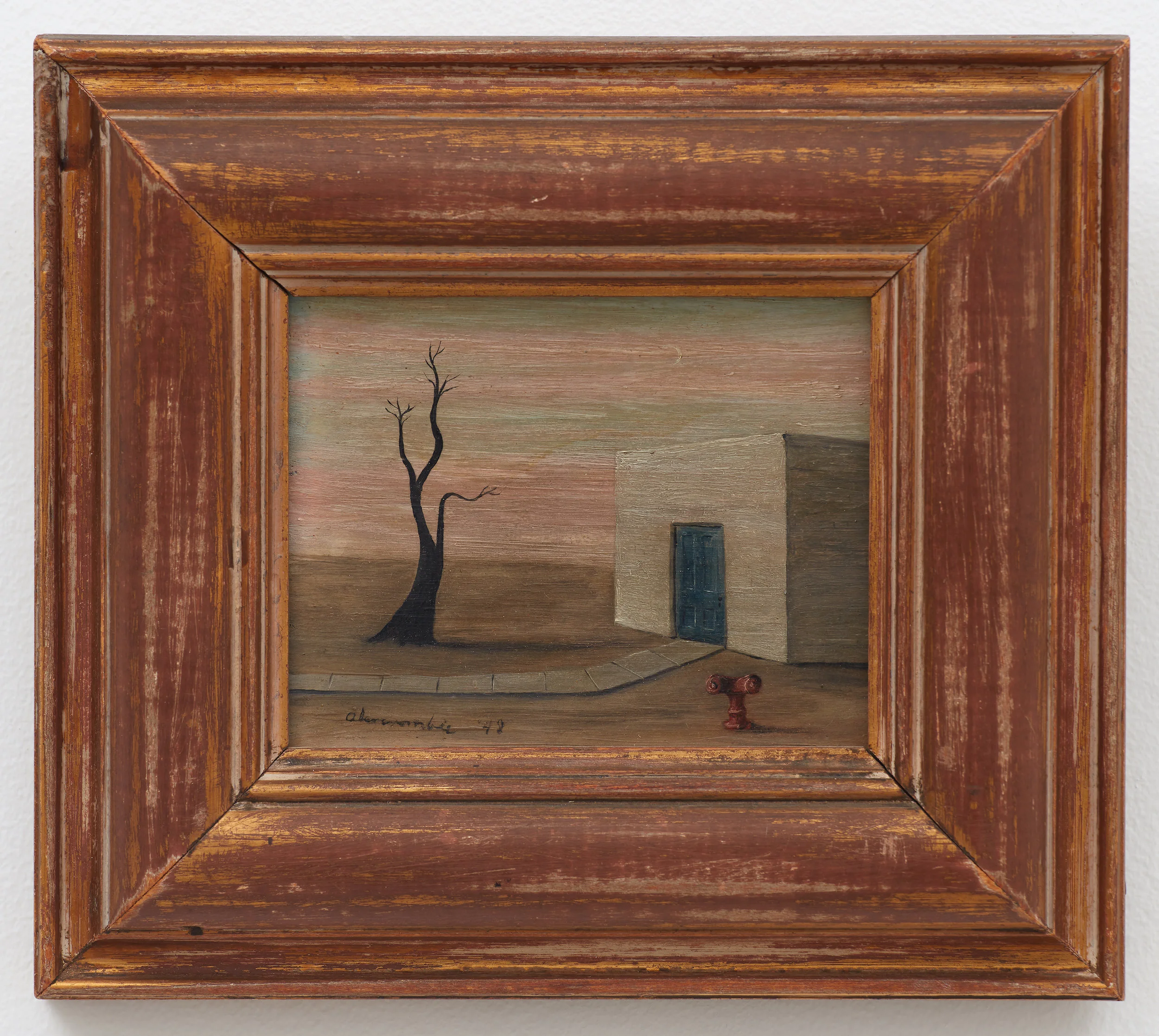 Fireplug , 1948, Oil on masonite, 4 × 5 inches (unframed); 7 1/2 × 8 1/2 inches (framed). Illinois State Museum.