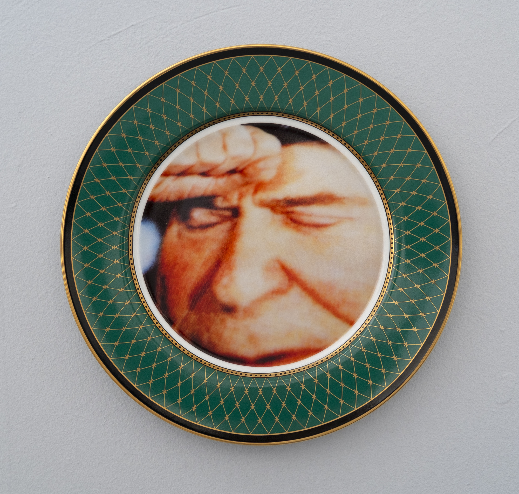  Bean Gilsdorf,  Ronald Reagan , 2018, Ceramic plate, 10.25 inch diameter 