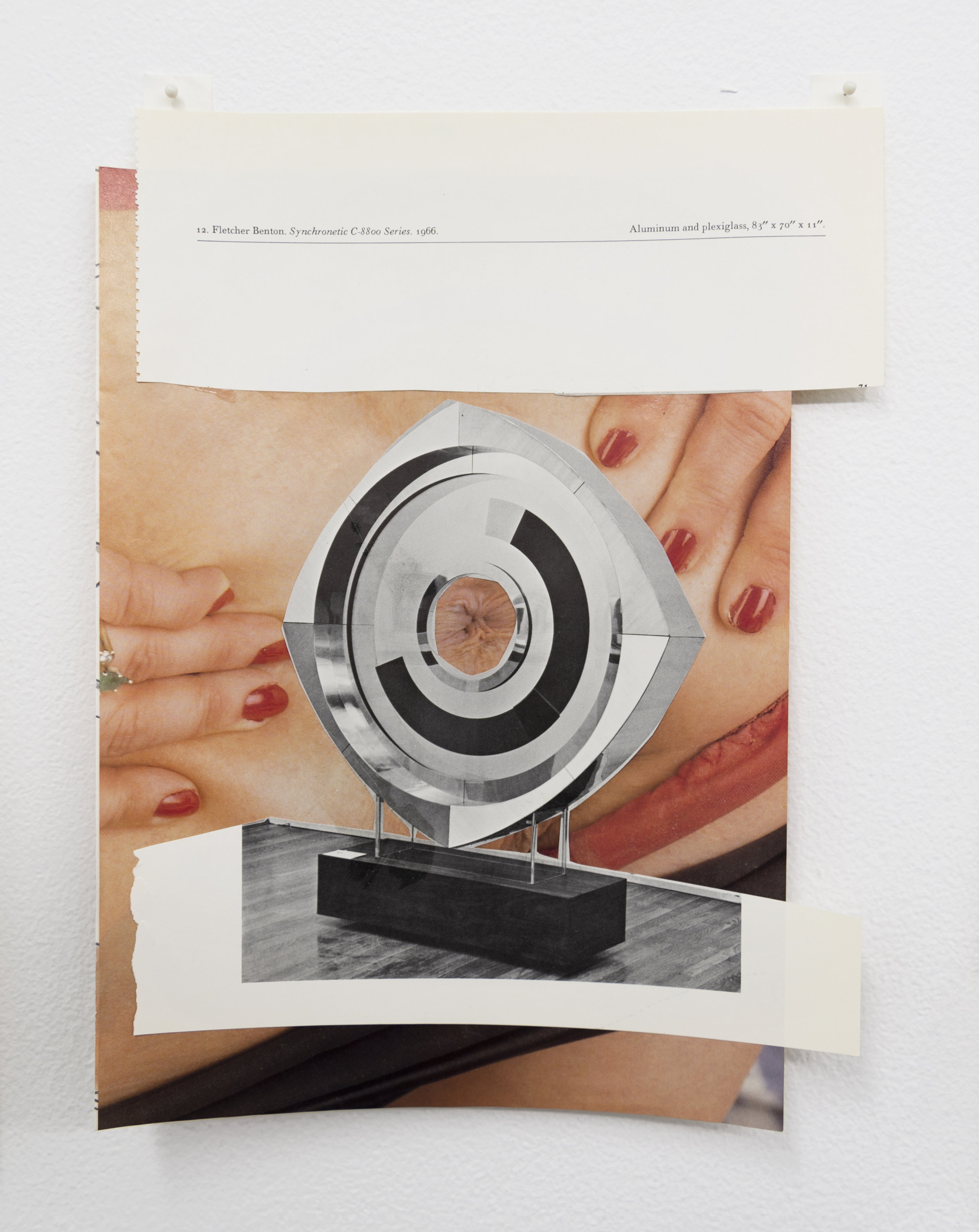  Narcissister,  Studies for Participatory Sculptures, Untitled (Showing butthole, after Fletcher Benton) , 2018, Paper, rubber cement, 11.5 x 8.75 in  