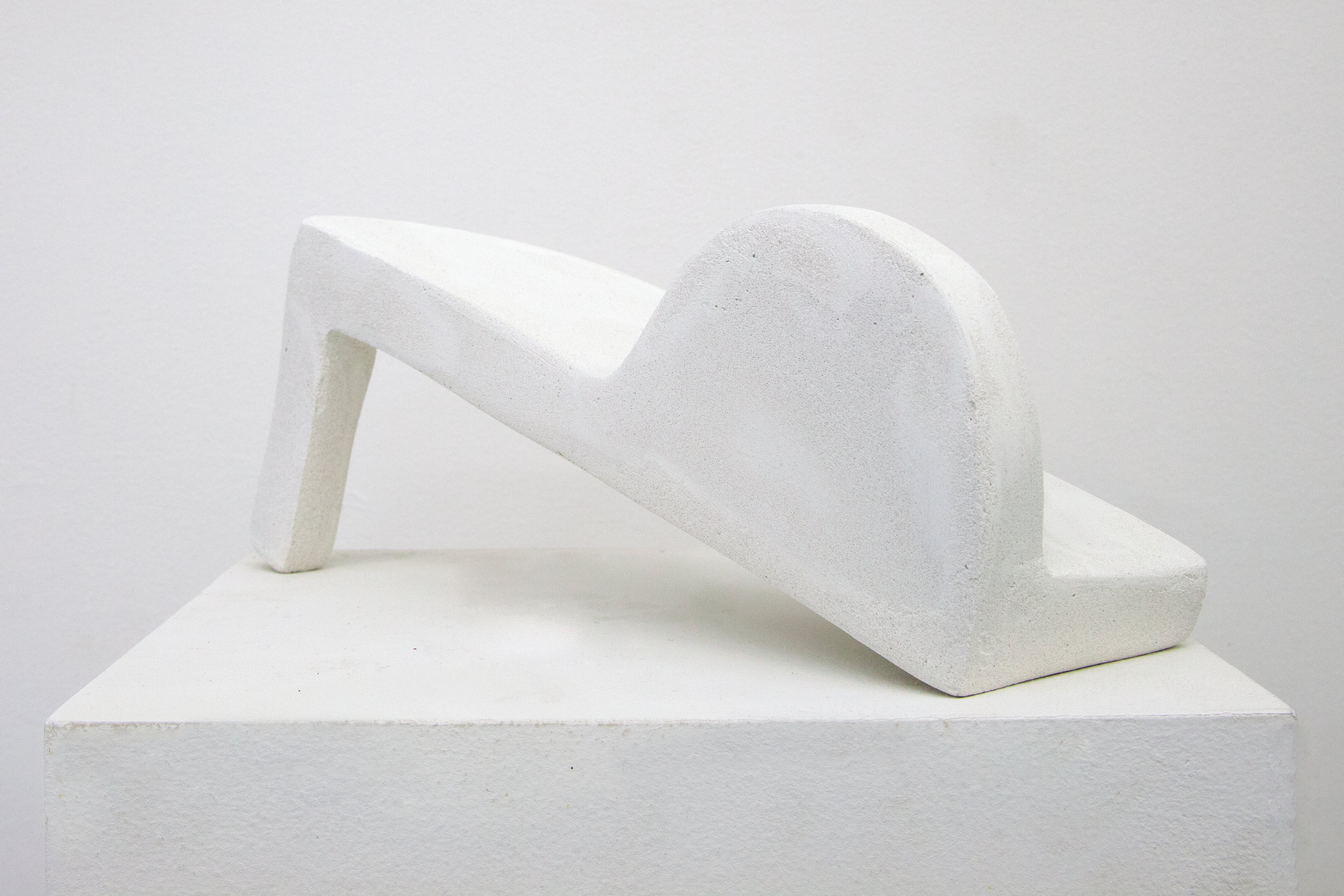  Elizabeth Atterbury,  White Note , 2018, Mortar and Basswood, 10.50 x 3.50 x 4.25 in 