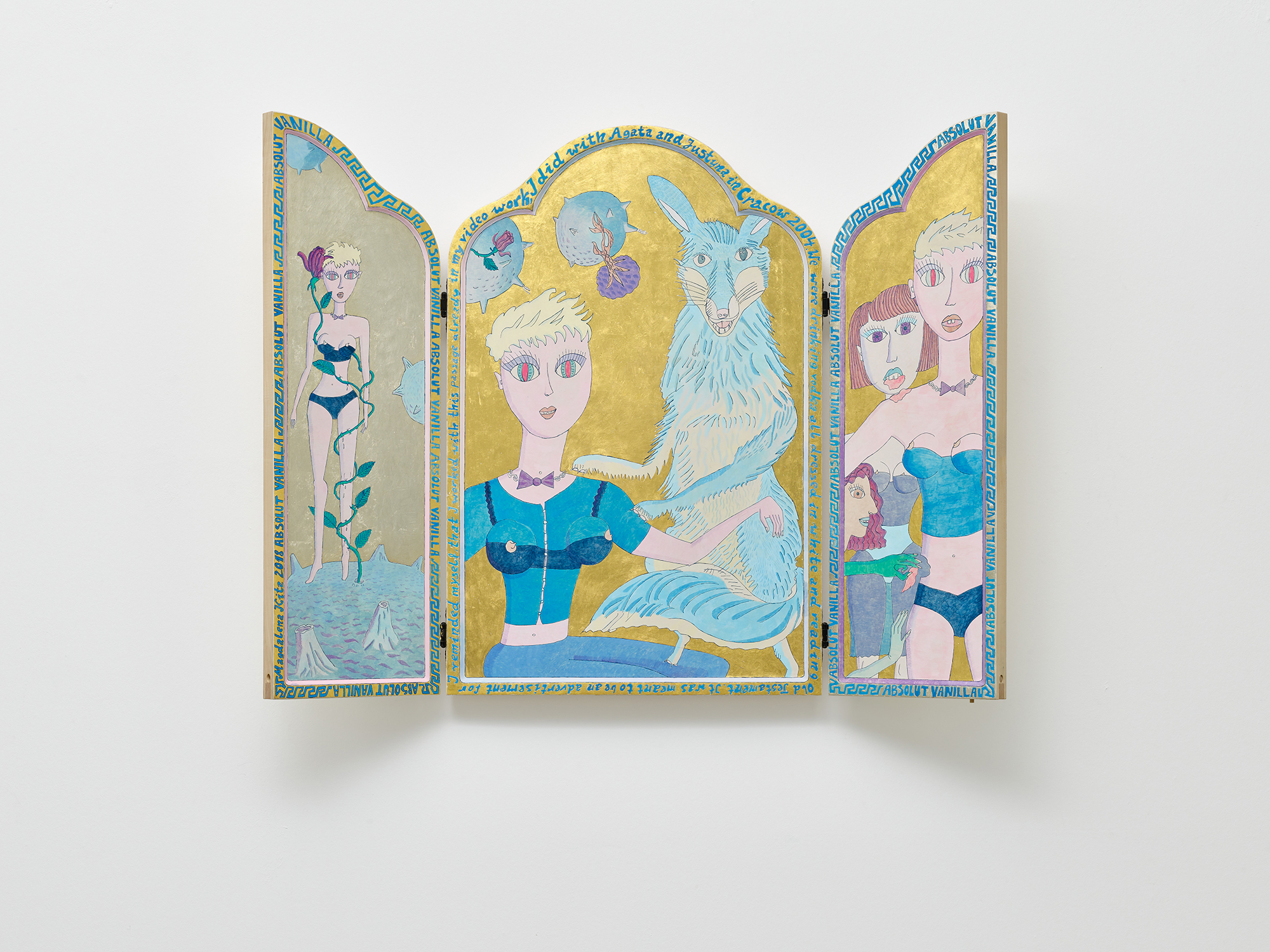  Magdalena Kita,  Absolut Vanilla (Altar) , 2018, Egg tempera and gold leaf on wood, 80 x 105 x 4 cm open, 80 x 52,5 x 8 cm closed 