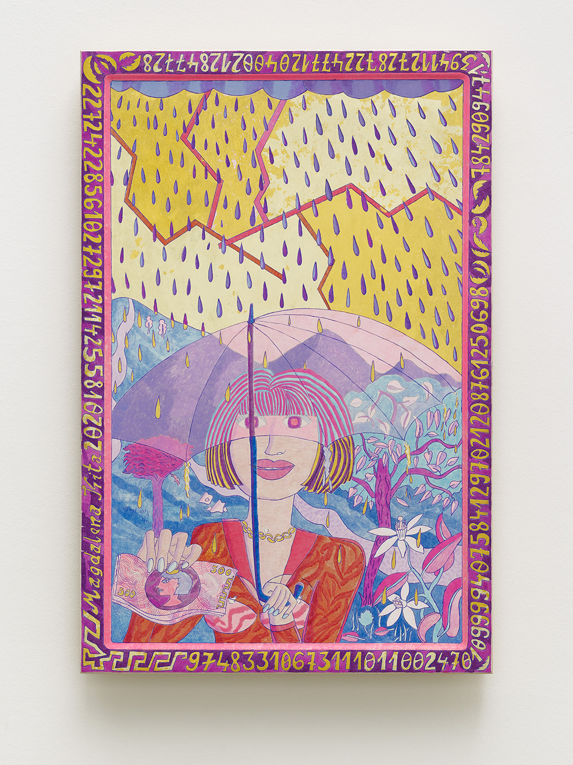  Magdalena Kita,  Purple Rain,   2018, Egg tempera and gold leaf on wood, 60 x 40 cm 