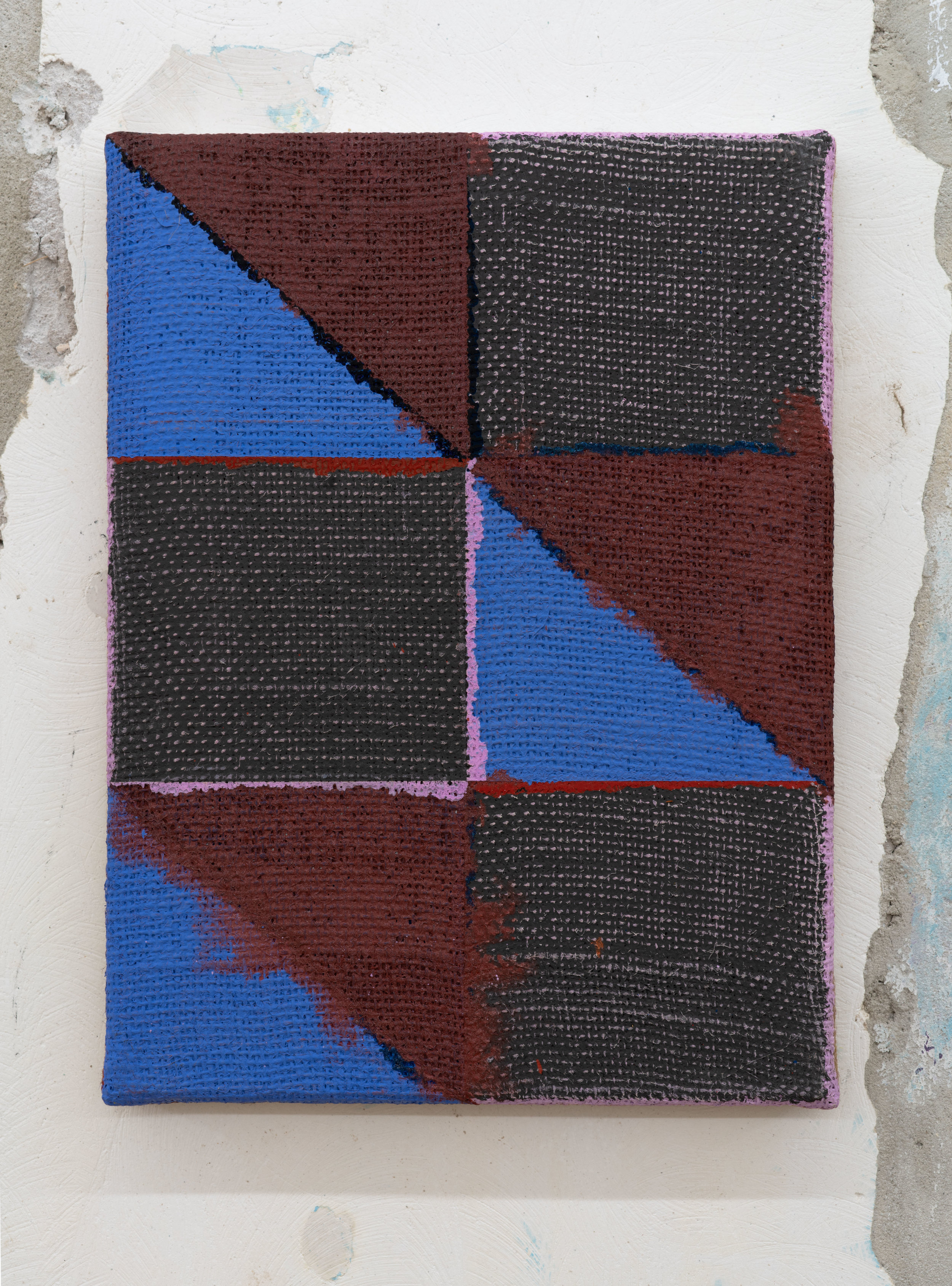  Joshua Abelow,  Untitled (Abstraction “FNOO”) , 2015, Oil on burlap, 12 x 9 inches 