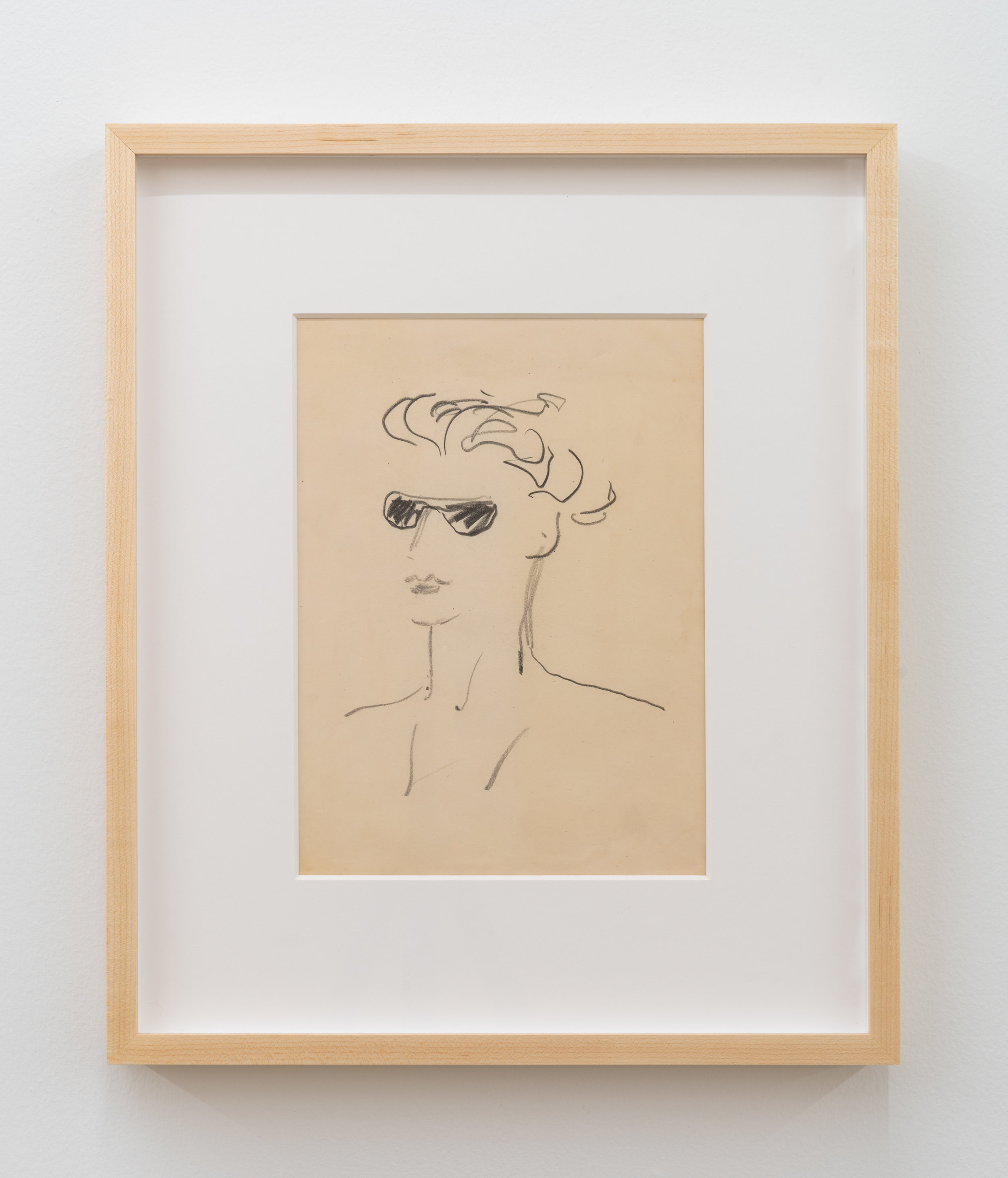  Paula Brunner Abelow,  Figure wearing Sunglasses,” circa 1940s, Pencil on paper, 12 x 9 inches 