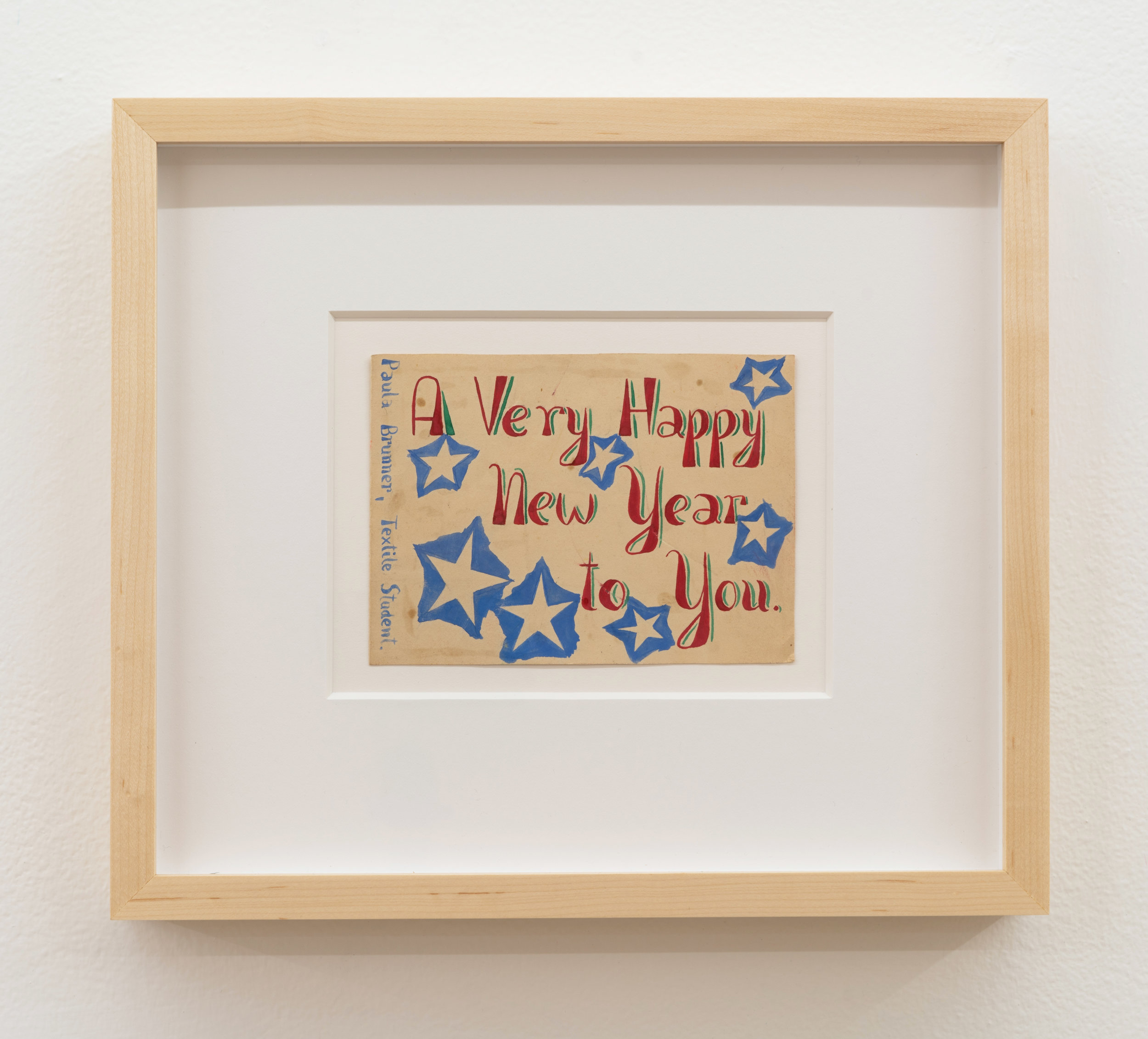  Paula Brunner Abelow,  A Very Happy New Year to You,  circa 1940s, Acrylic on paper, 4 x 6 inches 