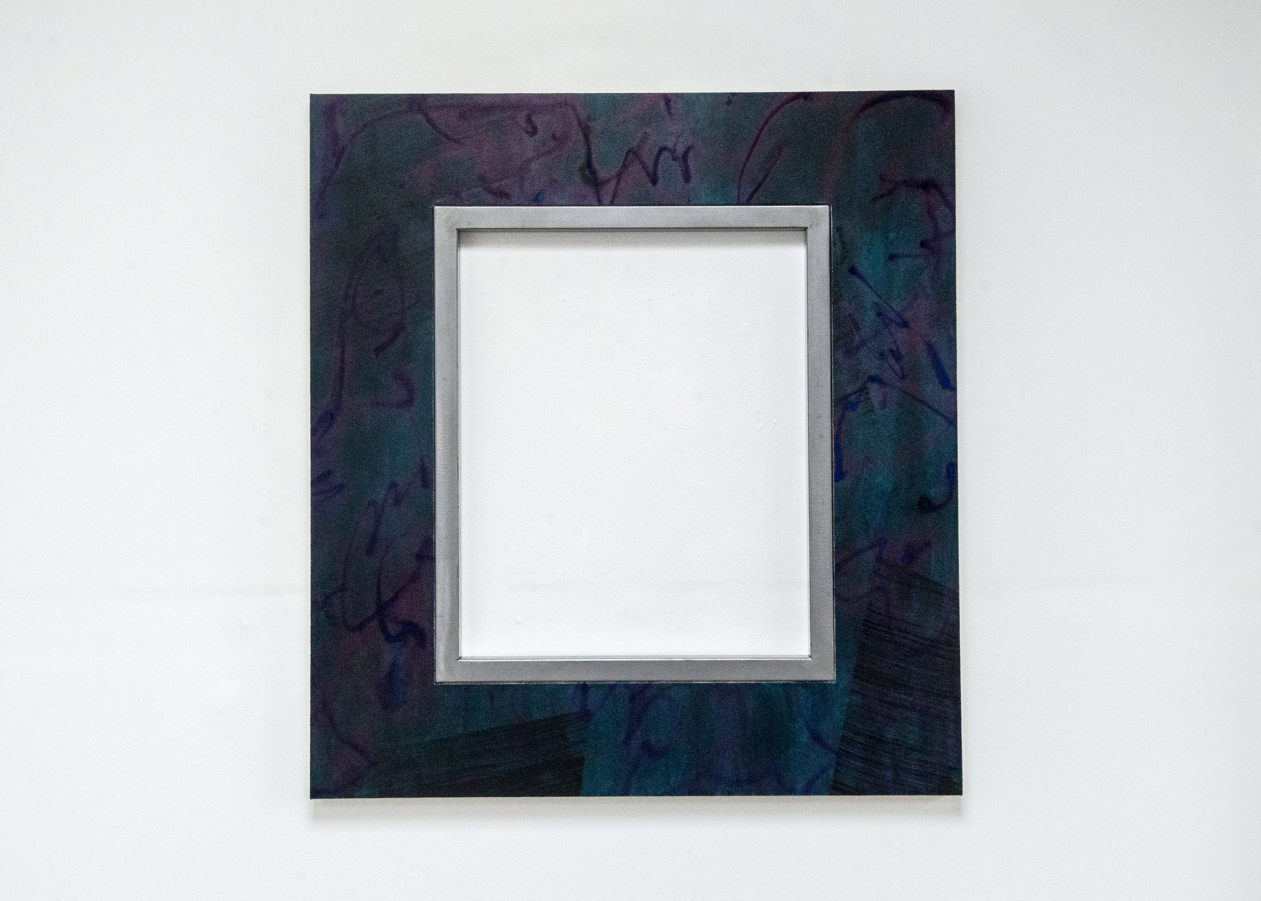  Lana Williams,  Blind Vibrations , 2018. Acrylic, smoke pigment on canvas, steel frame. 44 1/8 x 40 5/8 inches     