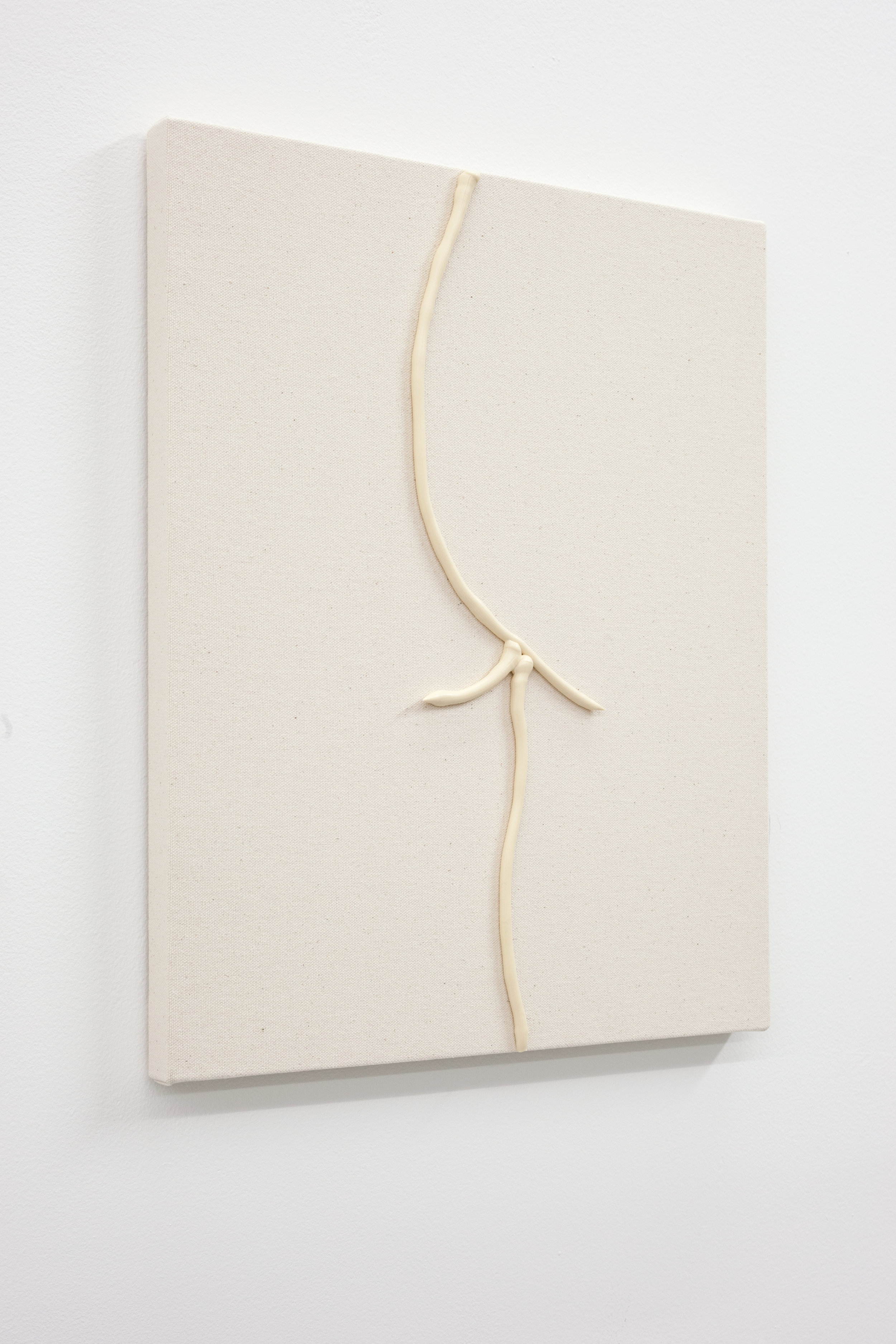  Omari Douglin,  Untitled (Butt Painting),  2019, Caulk on Raw Canvas, 16x13in 