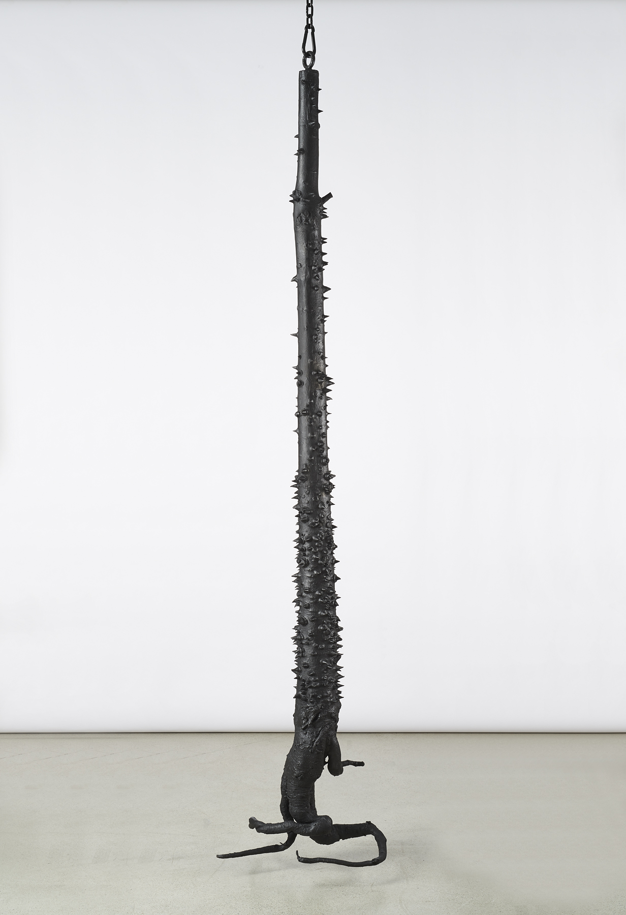  Davina Semo,  Exotica , 2019, Patinated cast bronze, powder-coated chain, hardware, Trunk: 94 inches / 238.76 cm tall, overall dimensions variable 