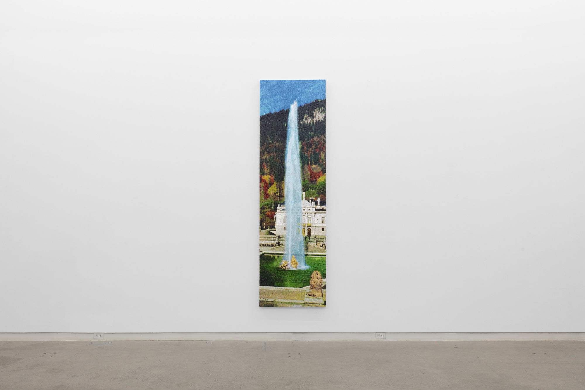  Dorian FitzGerald,  Fountain In Bavaria, Schloss Linderhof, For Ludwig II,  2019, acrylic on canvas mounted to board, 103 x 30 inches 
