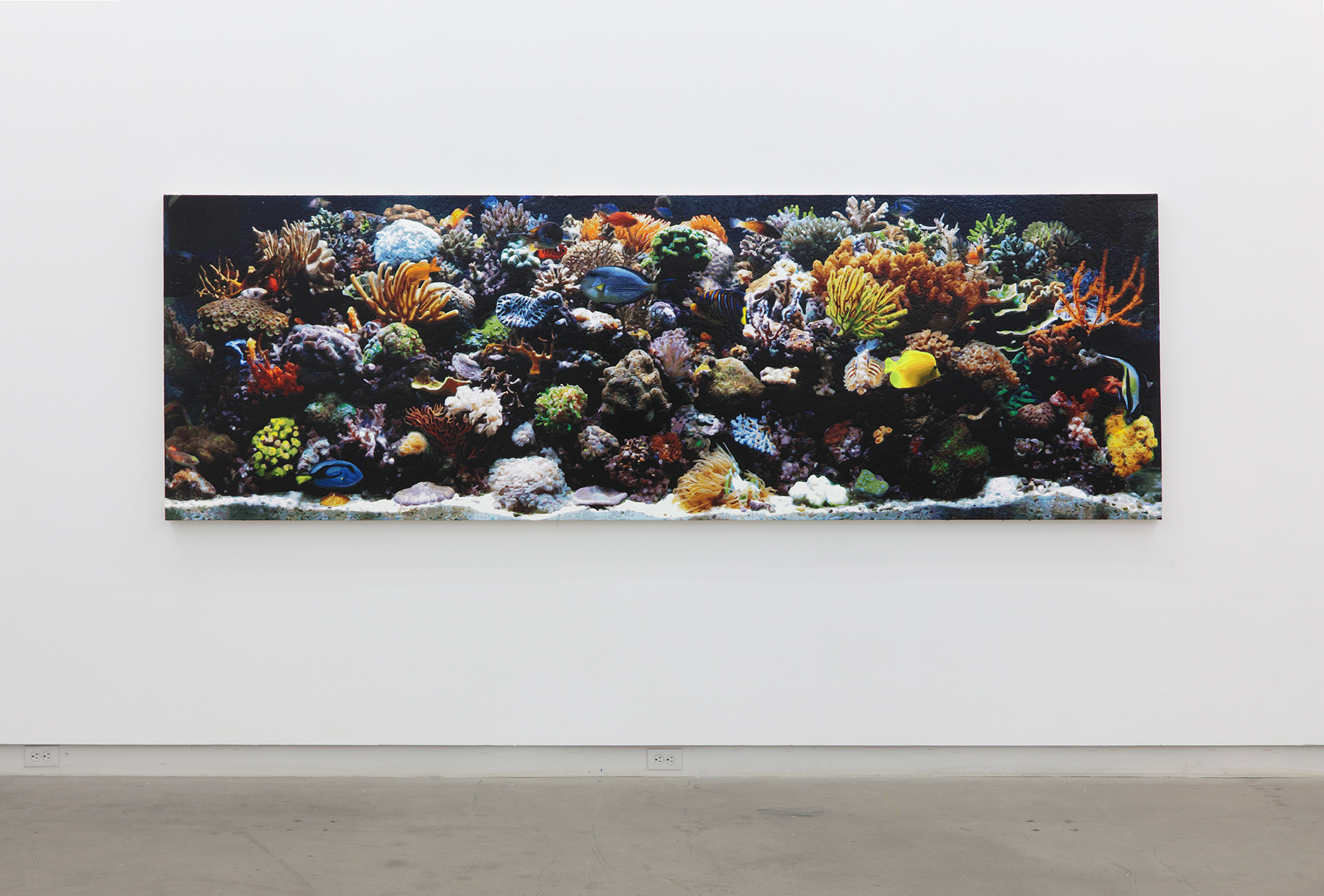  Dorian FitzGerald,  Aquarium (Taboo) , 2019, acrylic on canvas mounted to board; unique , 30 x 128 inches 