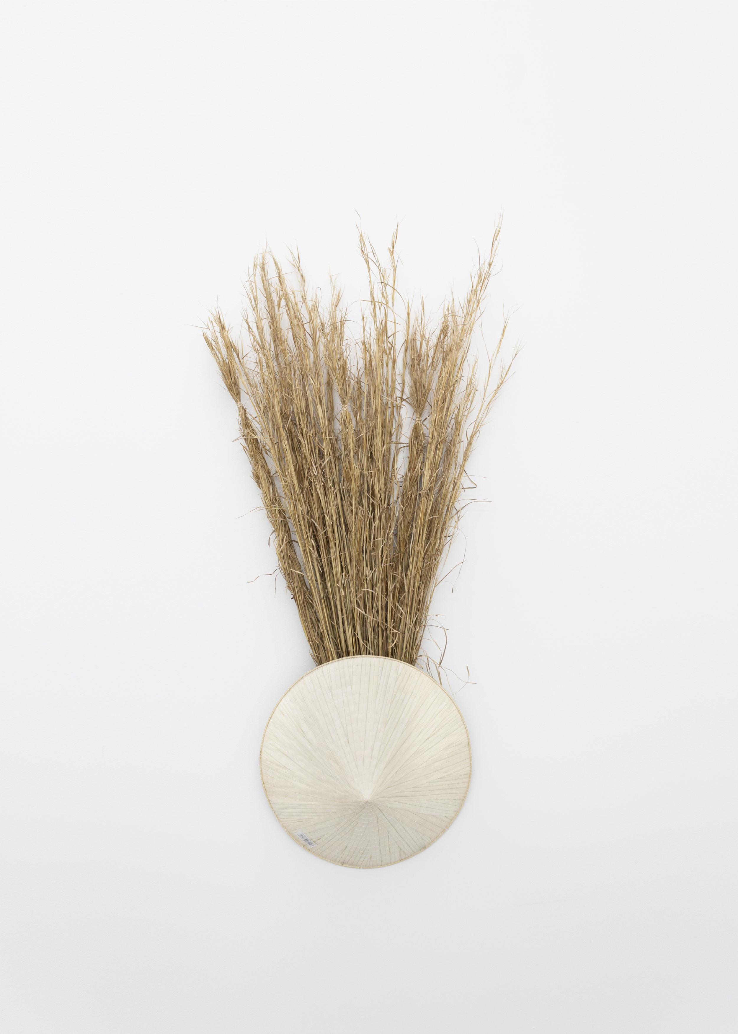  Millian Giang Lien Pham,  Preforge: 9 Stages (Three) , 2019. Grass, conical hat 