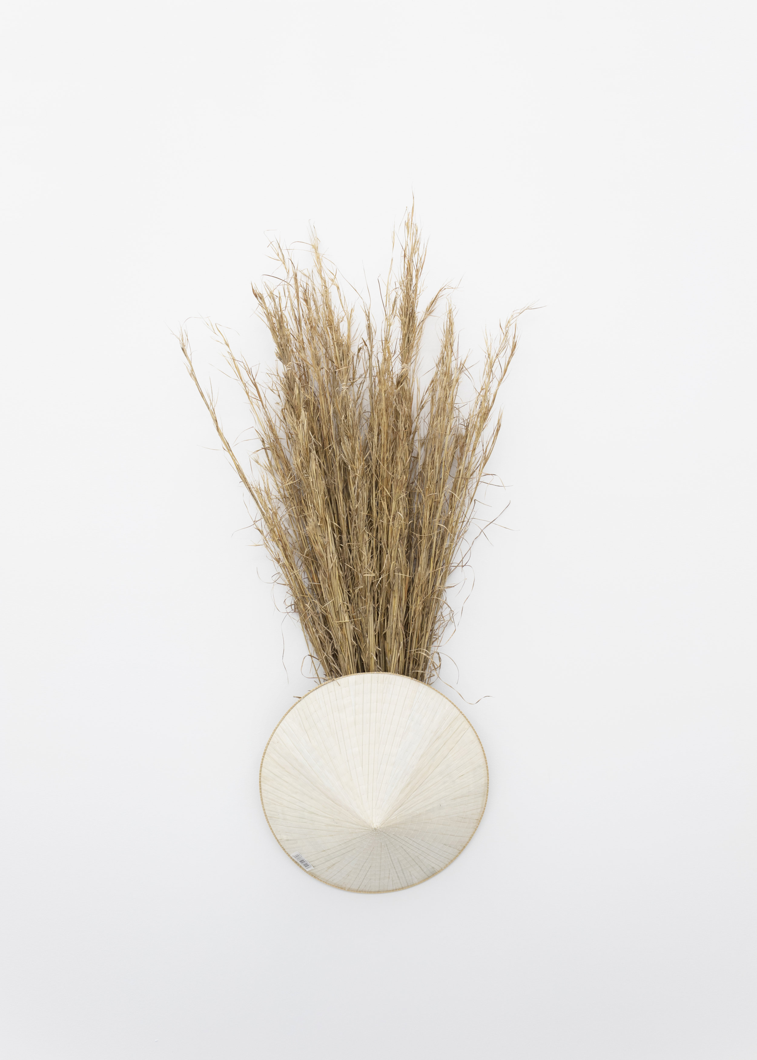  Millian Giang Lien Pham,  Preforge: 9 Stages (Eight) , 2019. Grass, conical hat 