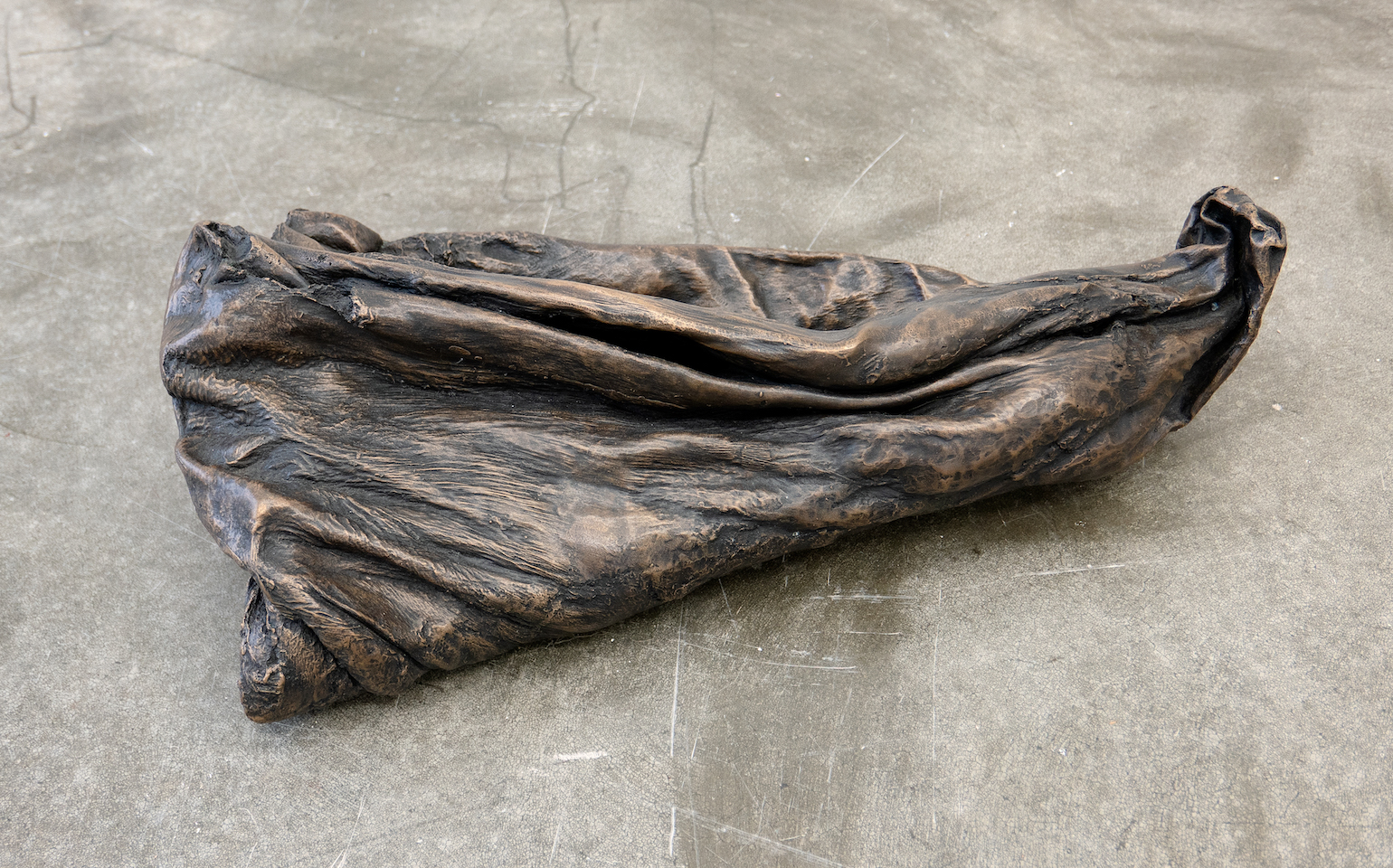  Matt Siegel,  Fountain , 2018, Bronze stomach, 7 x 24 x 11 in 