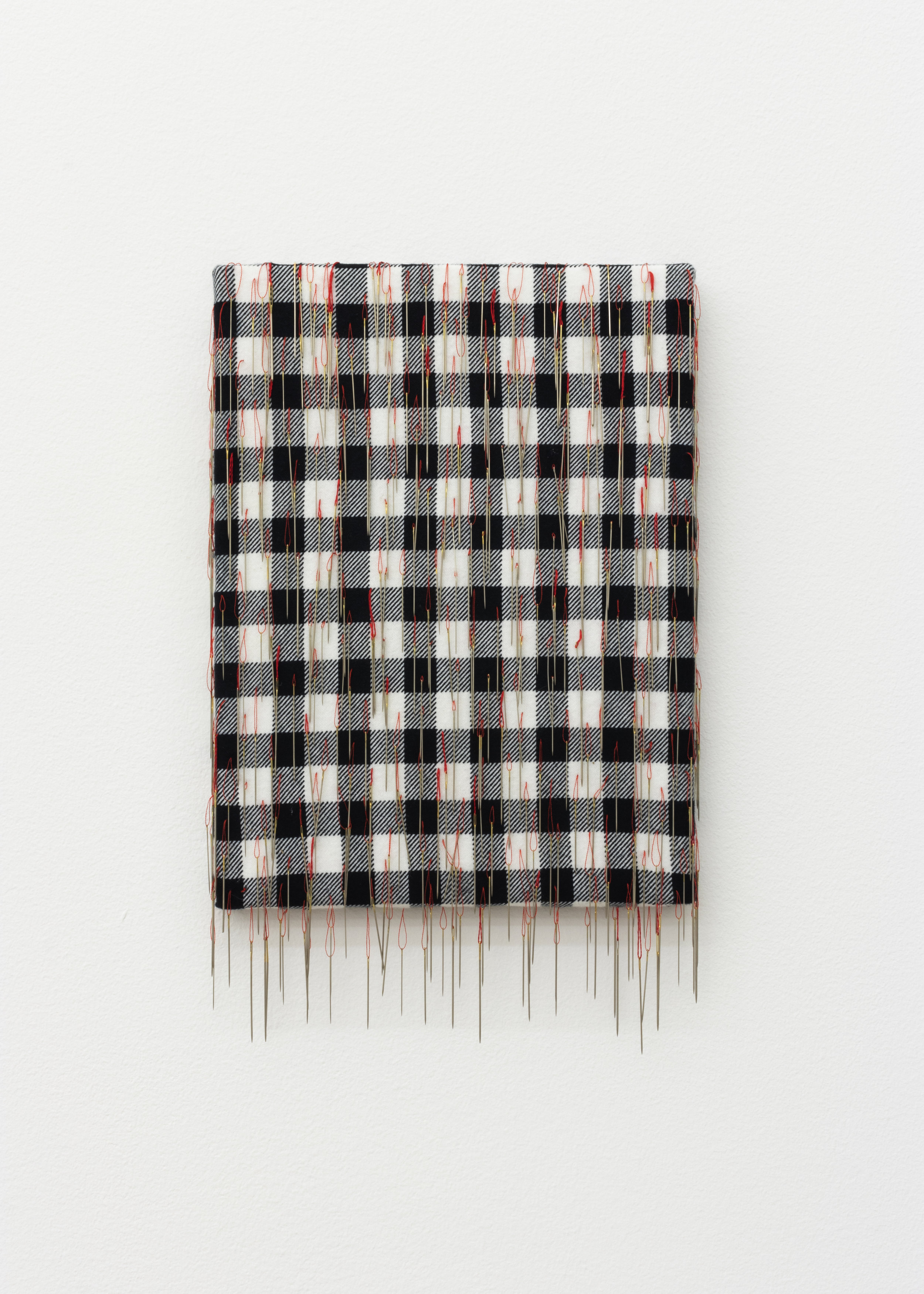   ...with a sincere desire to encourage said tribes in acquiring the arts and habits of civilized life... , 2019, 500 needles, flannel, thread, 15 x 9 1/2 in. 