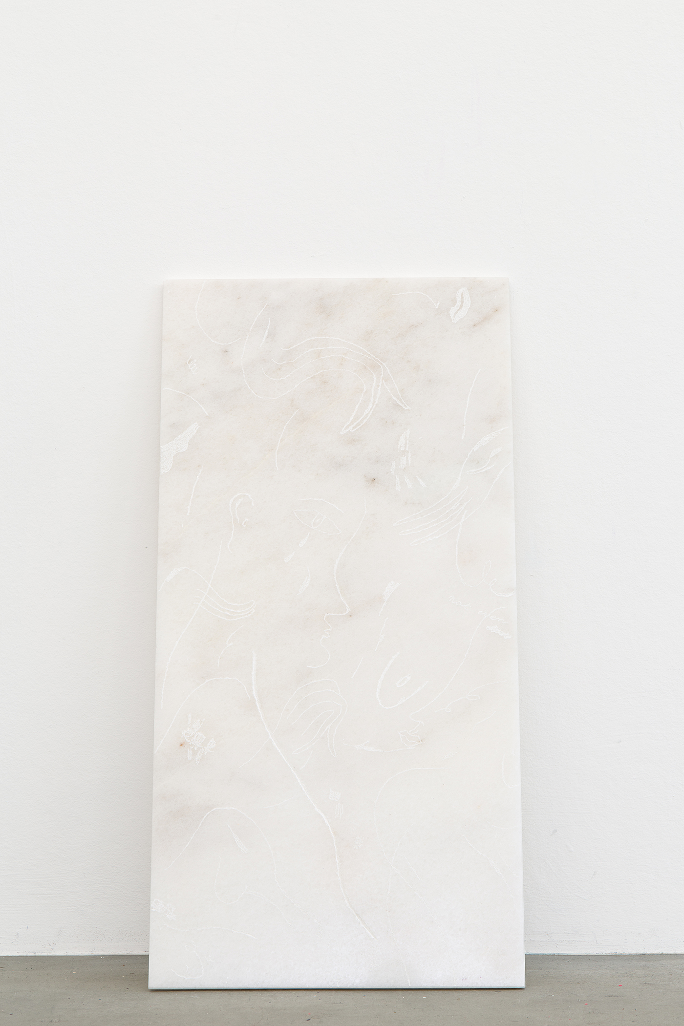  Alina Vergnano,  Slippery Slope , 2019, Marble, engraving, 62 x 25 cm 