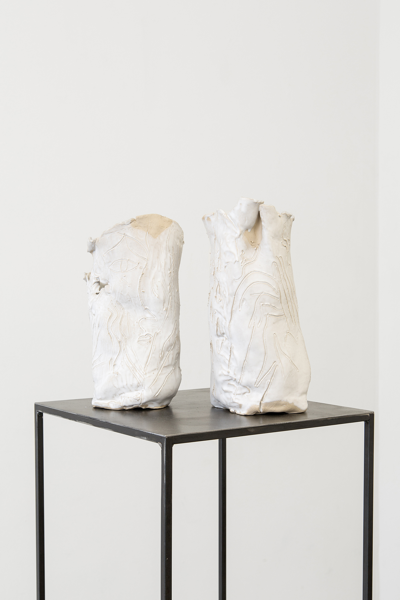  Alina Vergnano,  Untitled (Vase)   I, II , 2019, stoneware, glazed, 38 x 22 cm 