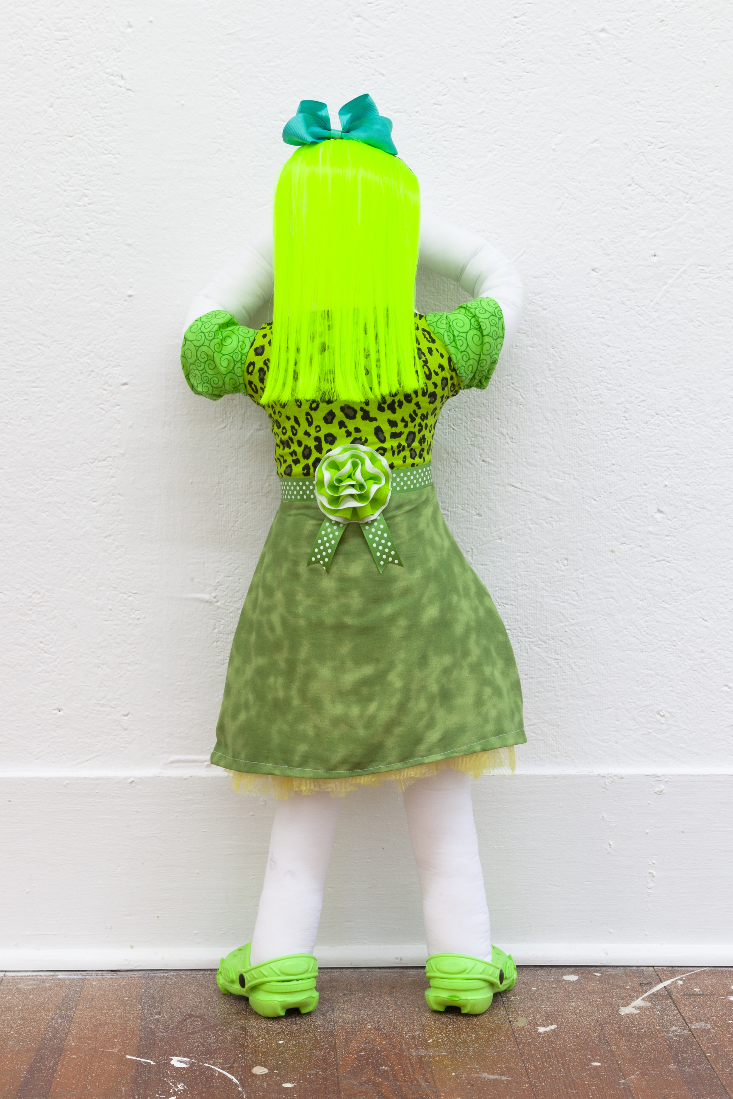  Abby Lloyd, Ruth, 2019, Fabric, Poly-Fil, ribbon, hair extensions, found materials Approximately 36 x 14 inches 