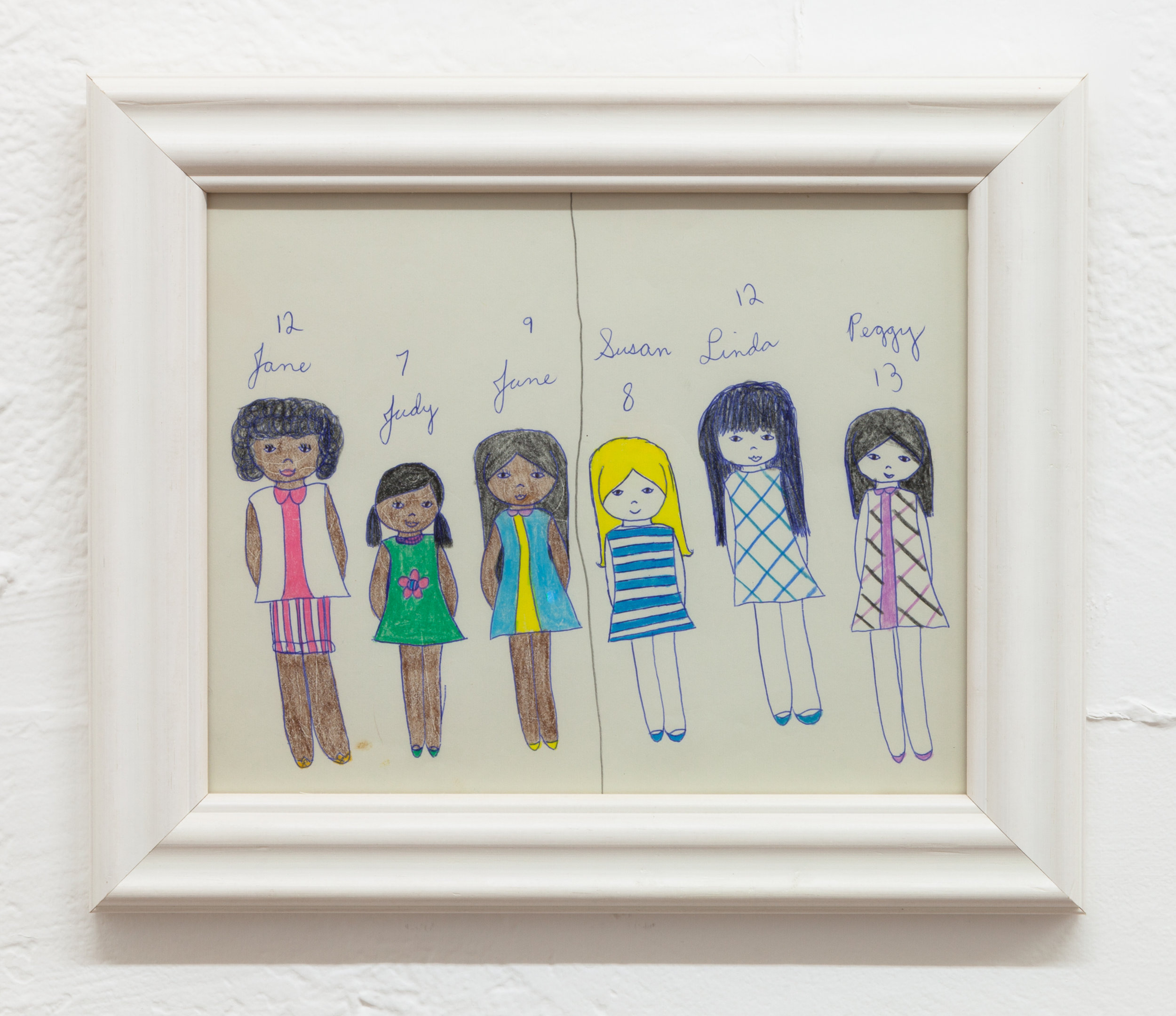  Aunt Nancy, Tween Girls, Circa 1963-1968 Pen and crayon on paper, 8 x 10 inches + frame 
