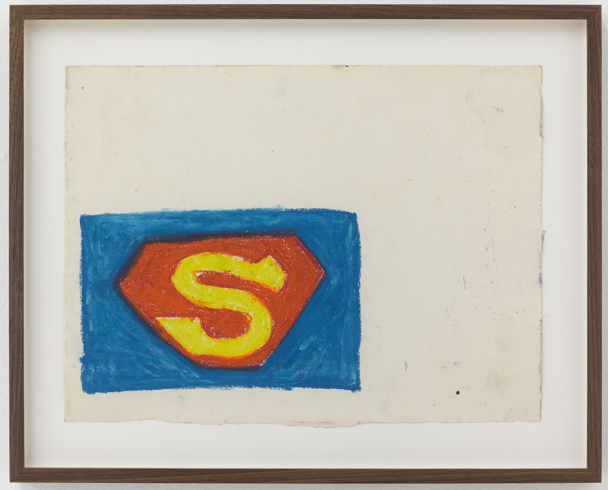  Stewart Hitch,  Superman Logo,  c. 1978, Oil stick on paper, 9 × 12 inches   