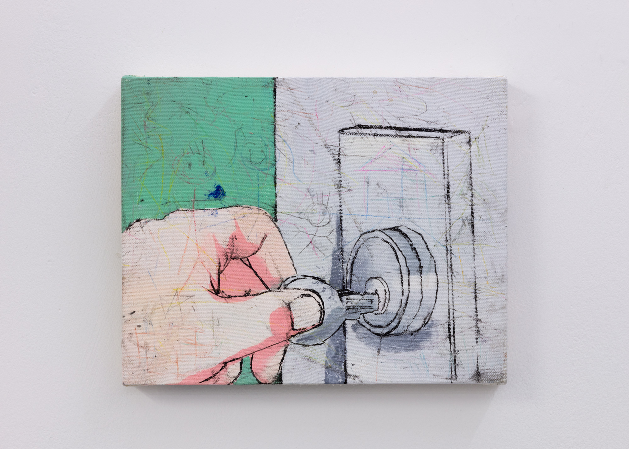  Vincent Larouche,  Untitled (Key) , 2019, Oil on canvas over panel, 8 x 10 in (21 x 25 cm) 