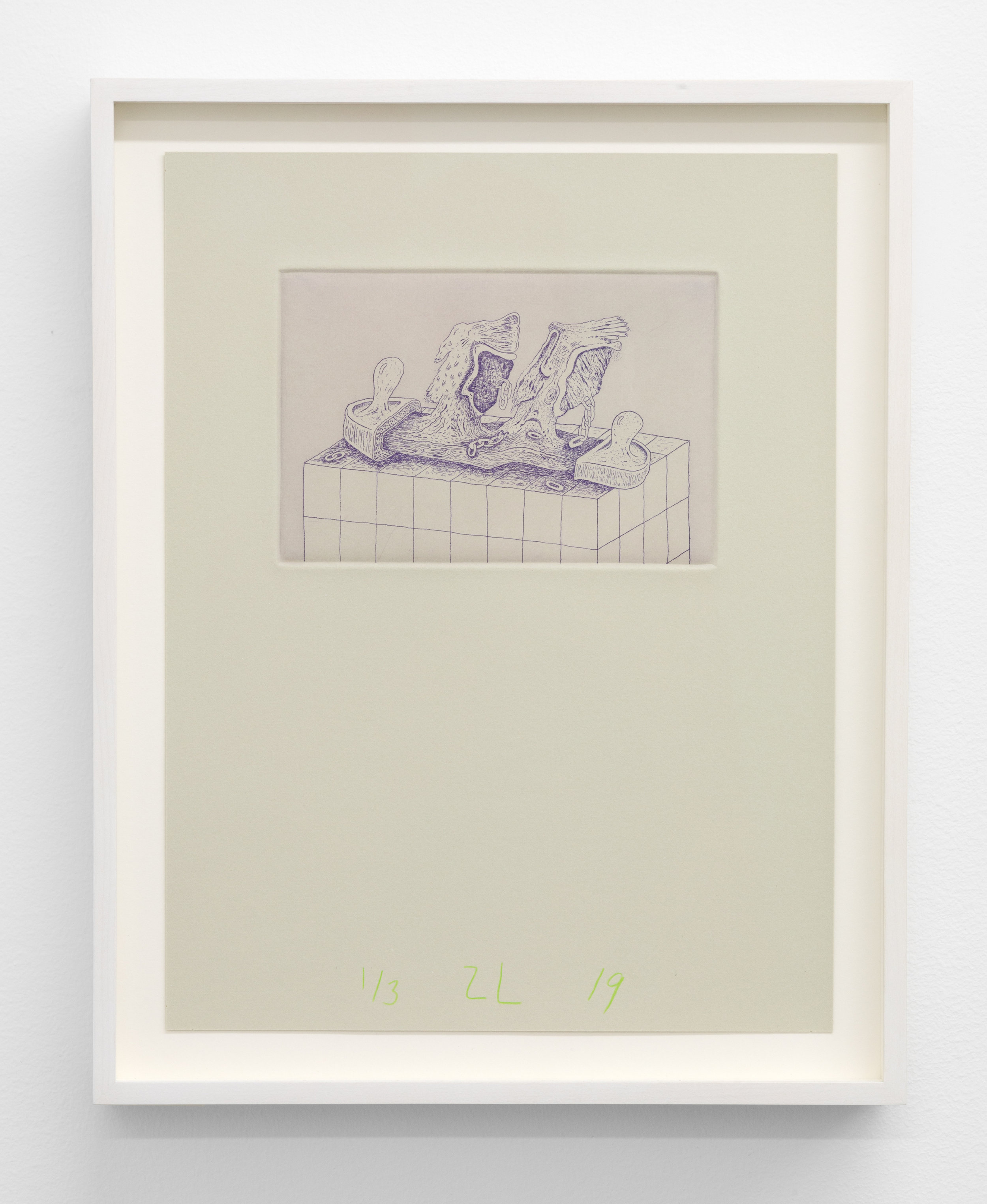  Zachary Leener,  Shekinta (Finger) , 2019 Edition of 3 + 1 AP, Etching and aquatint, ink on paper 6 x 4 in 