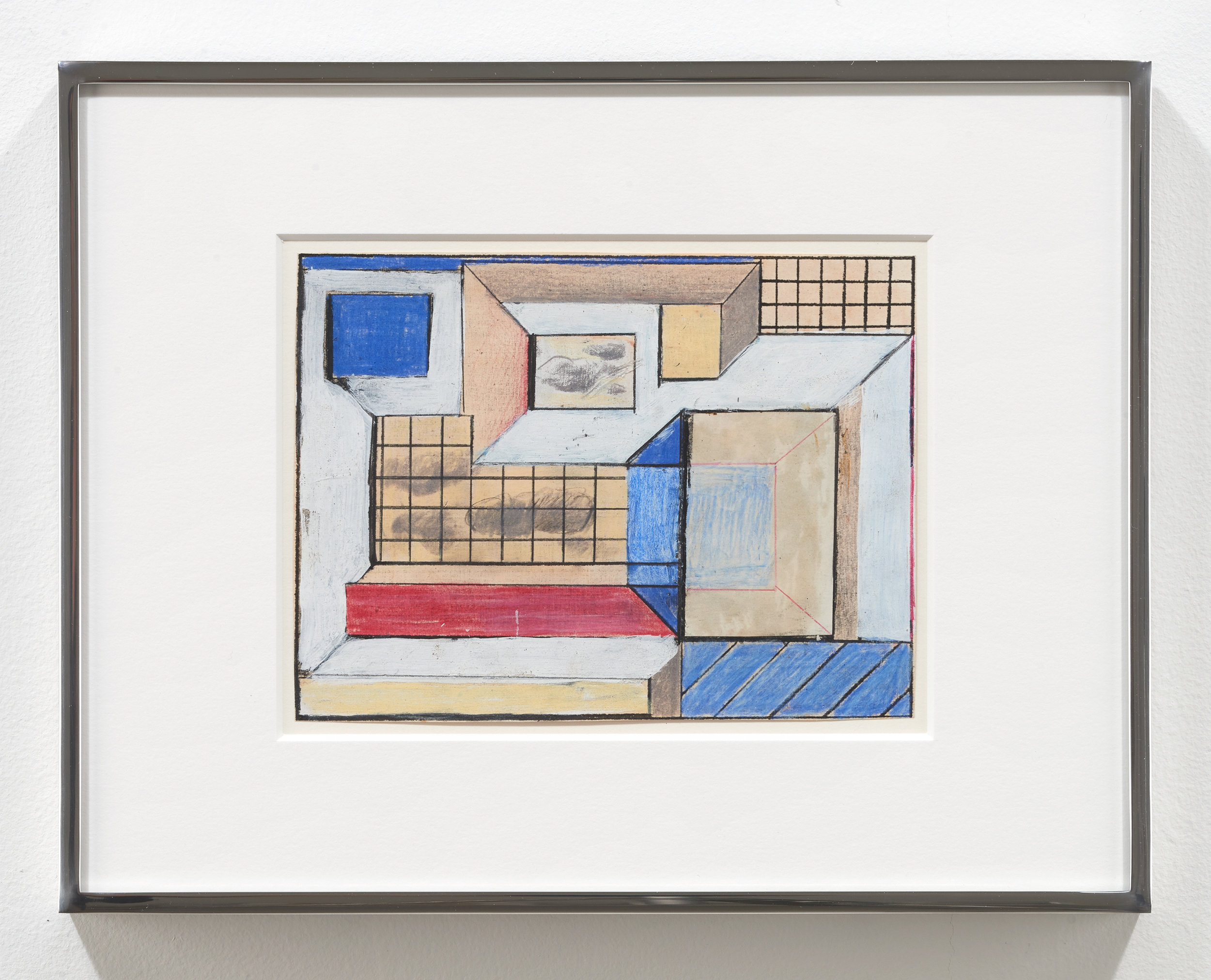  Suzanne Blank Redstone,  Drawing for Portal 1 , 1967, Paper, tracing paper, pencil and color pencil, Framed dimensions: 8.75 x 11.25 inches 